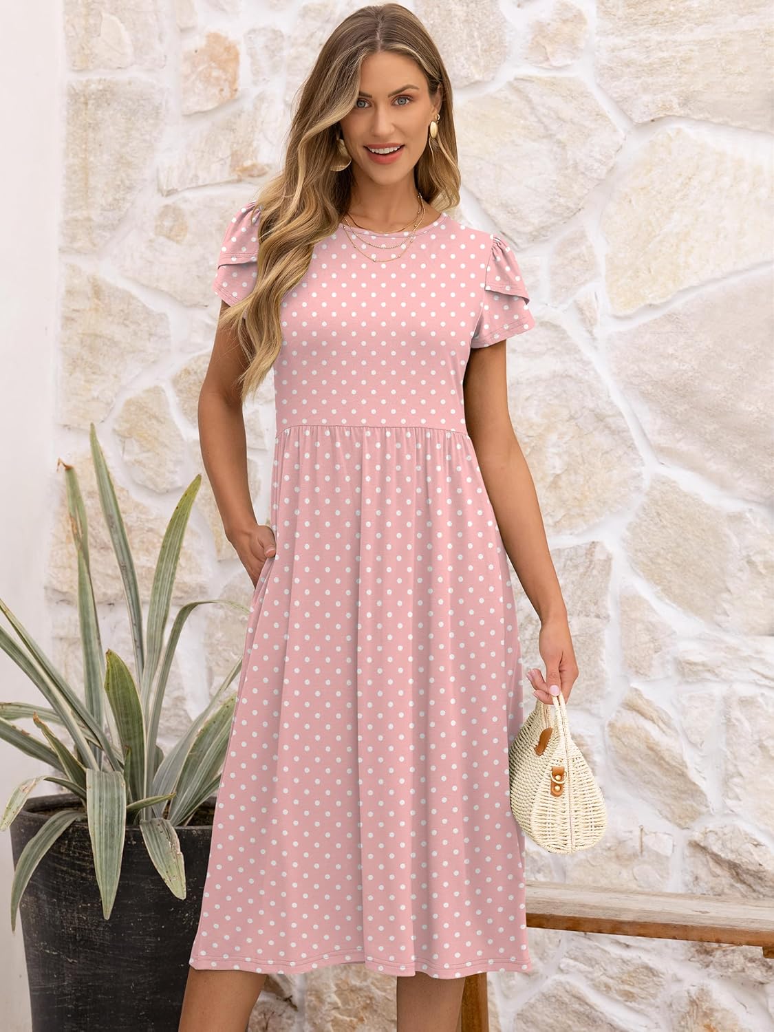 Thumbnail 5 de ANRABESS Women's Summer Short Sleeve A-Line Midi Dress with Pockets
