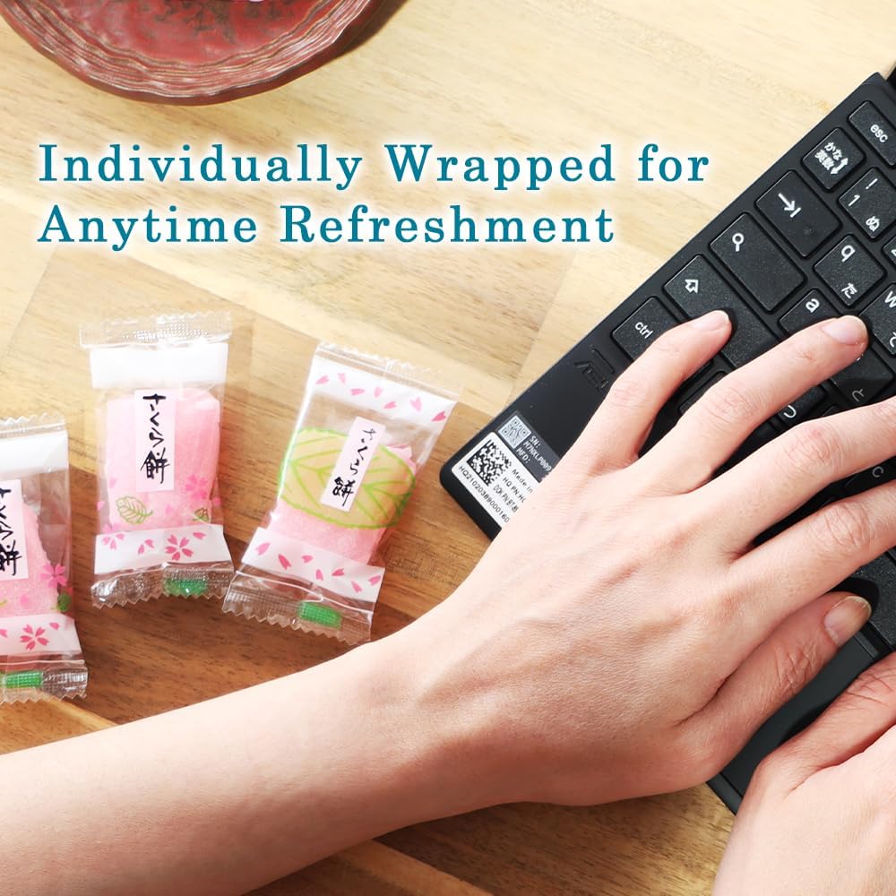 Detalle de TOMOSAN Sakura Mochi Candy, Japanese Cherry Blossom Rice Cakes, Soft & Chewy
