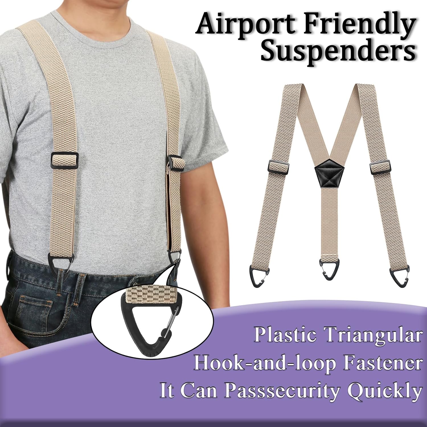 Detalle de Mens Braces for Trousers 40mm Wide – Adjustable Elastic Heavy Duty Suspenders with 3 Snap Loop