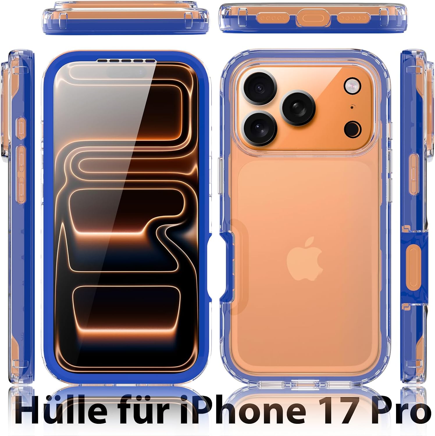 Thumbnail 5 de Leedia 360° Schutzhülle für iPhone 17 Pro (6,3 Zoll) – Blau mit eingebautem Displayschutz und Kamera-Schutzfolie [9H HD], stoßfest