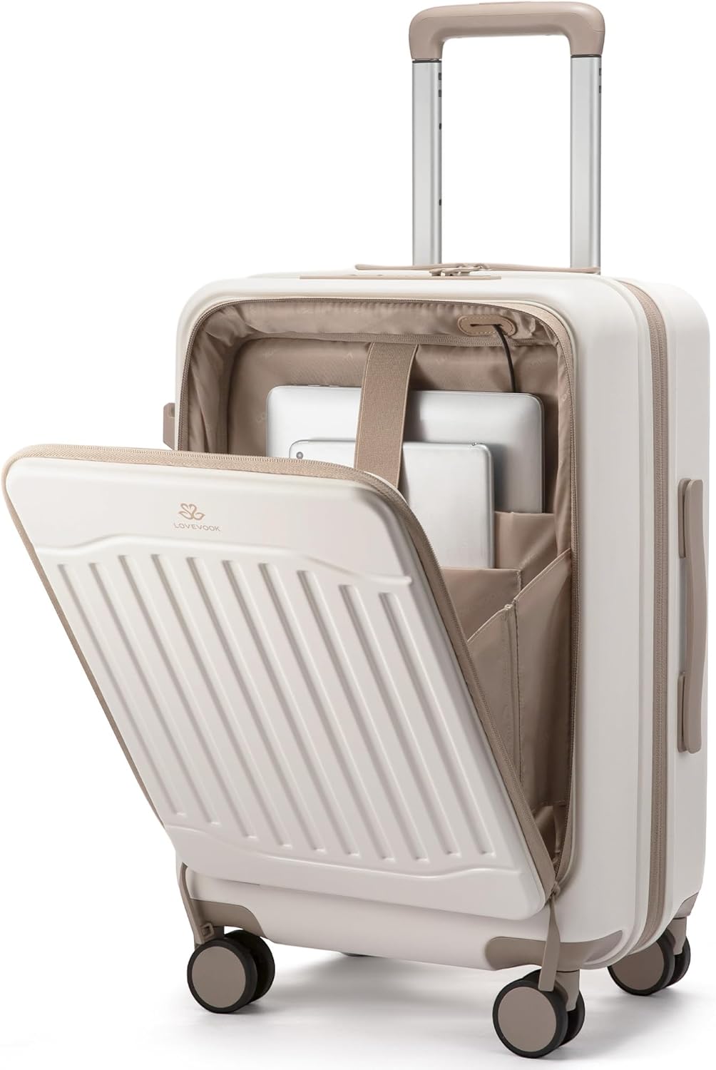 Detalle de LOVEVOOK Handgepäck Koffer 55 cm – 100% Polycarbonat, 45 L, TSA-Schloss, Laptopfach bis 15,6 Zoll