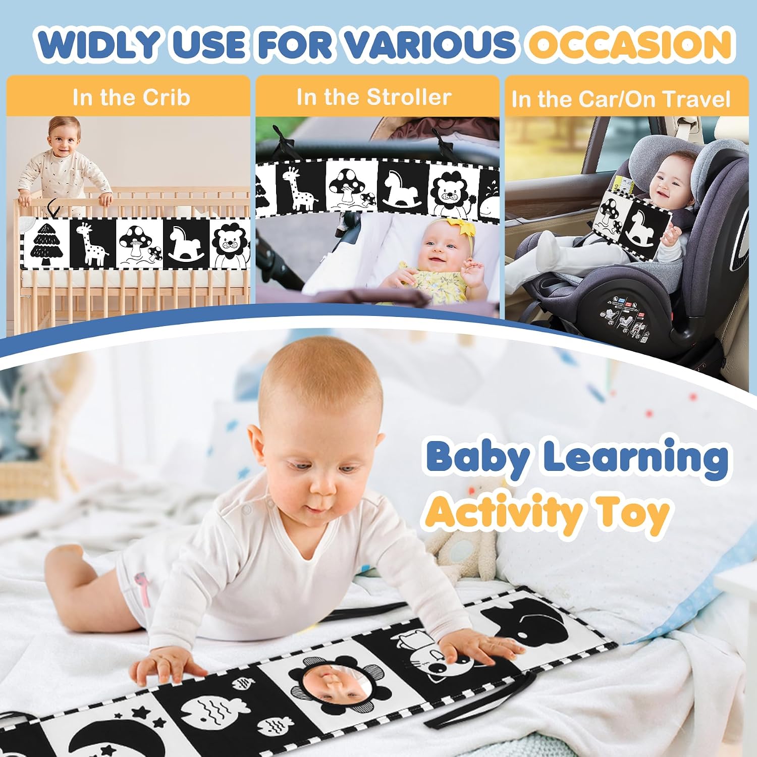 Thumbnail 6 de Black & White Babybuch Kontrastbuch – Stoffbuch für die visuelle Entwicklung (0–12 Monate)