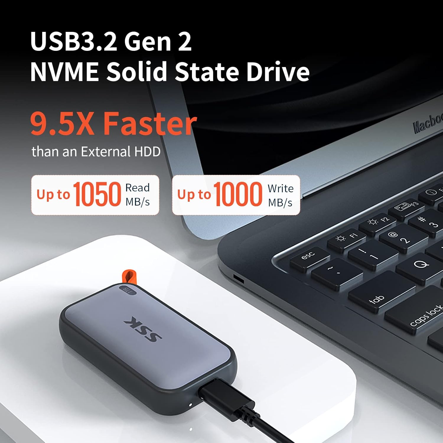 Thumbnail 1 de SSK Portable SSD 1TB External Solid State Drive (USB-C, USB 3.2 Gen2) up to 1050MB/s