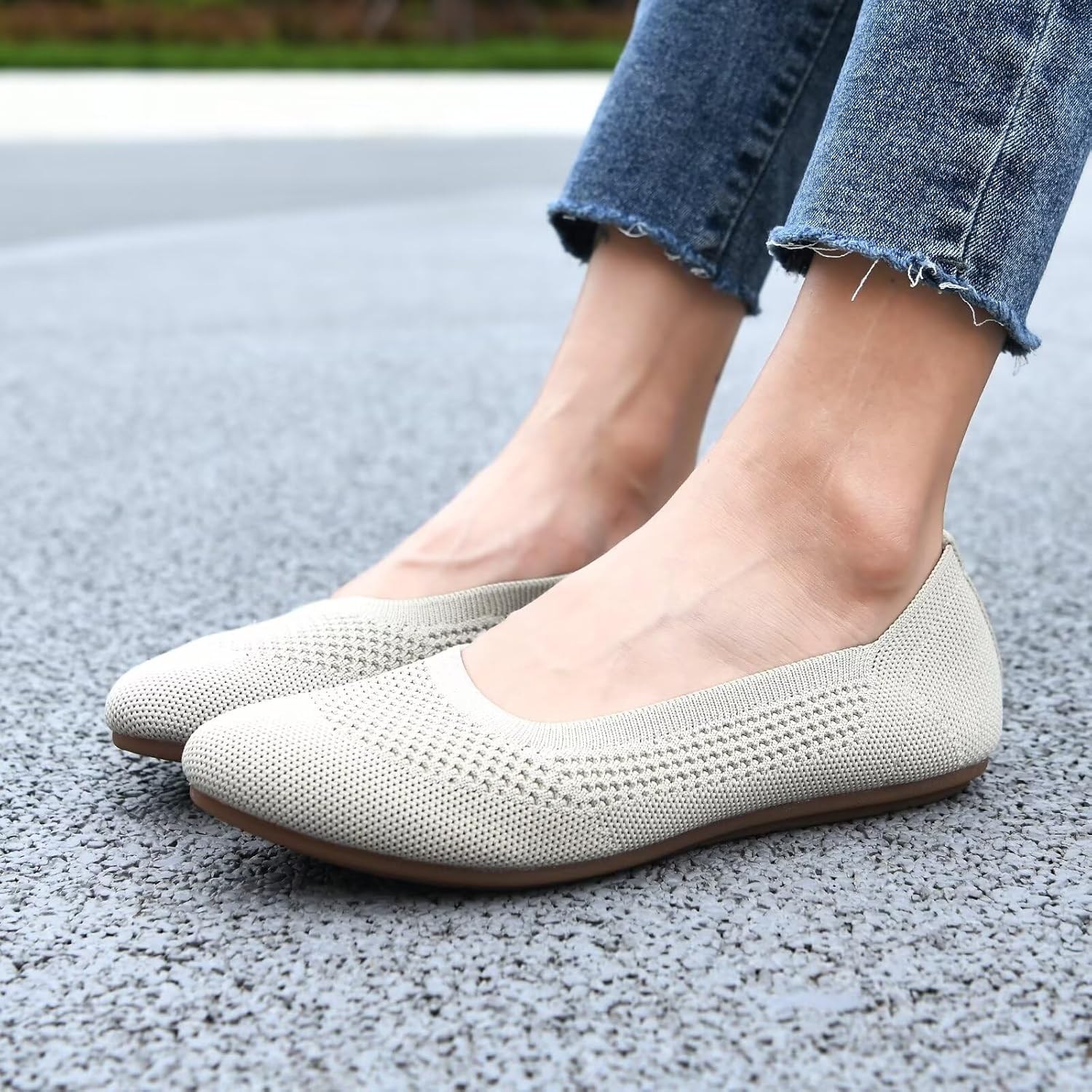 Thumbnail 5 de Puxowe Damen Strick-Ballerinas mit Rundkappe – bequeme Slip-On Schuhe für Spaziergänge