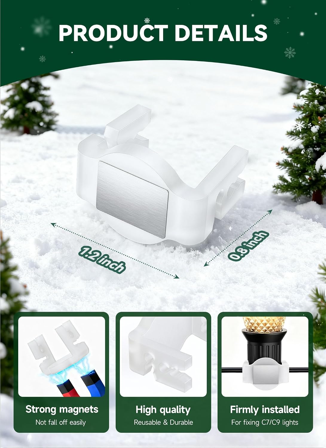 Detalle 2 de Magnetic Christmas Light Clips, 100 Count