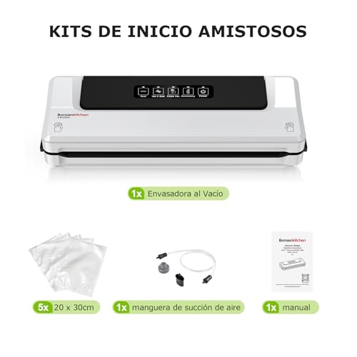 Thumbnail 4 de Bonsenkitchen Envasadora al vacío 4 en 1 (incluye 5 bolsas, blanco) para uso doméstico y comercial