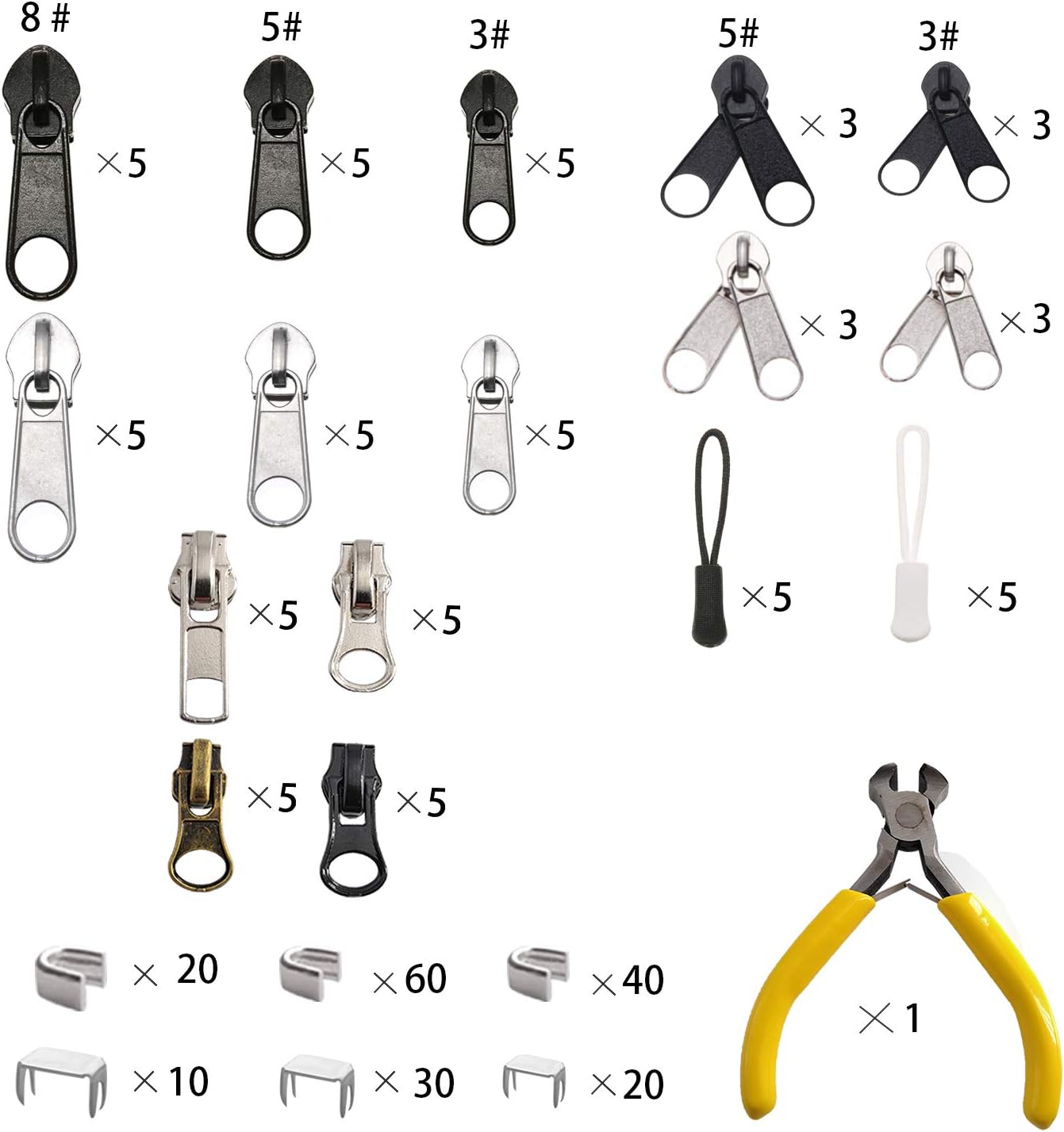 Thumbnail 1 de Meikeer LE 252-Piece Zipper Repair Kit with #3, #5 and #8 Metal Sliders
