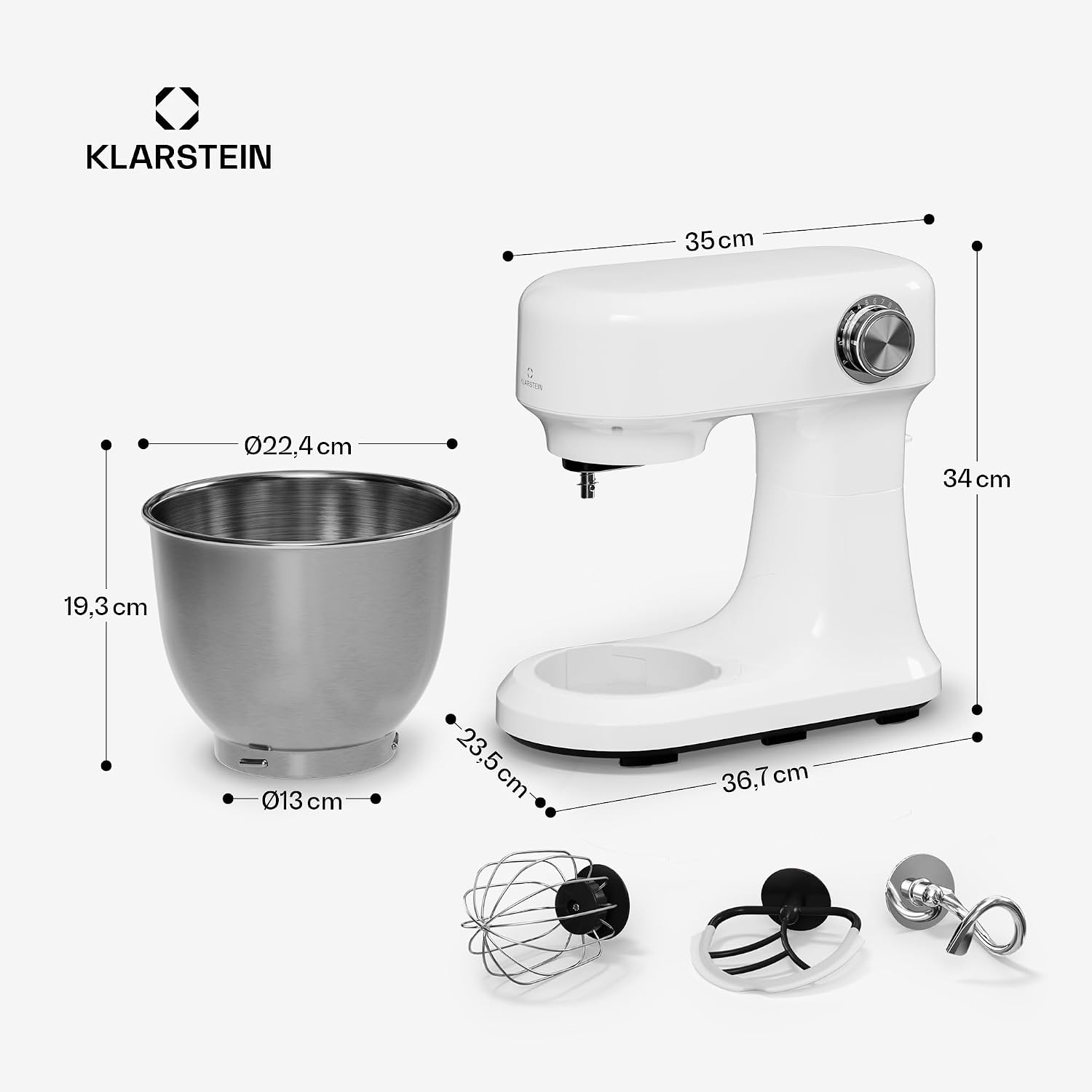 Thumbnail 6 de Klarstein Bella Evo SM-B03B keukenmixer, 5 liter, 12 snelheden, 1500 W