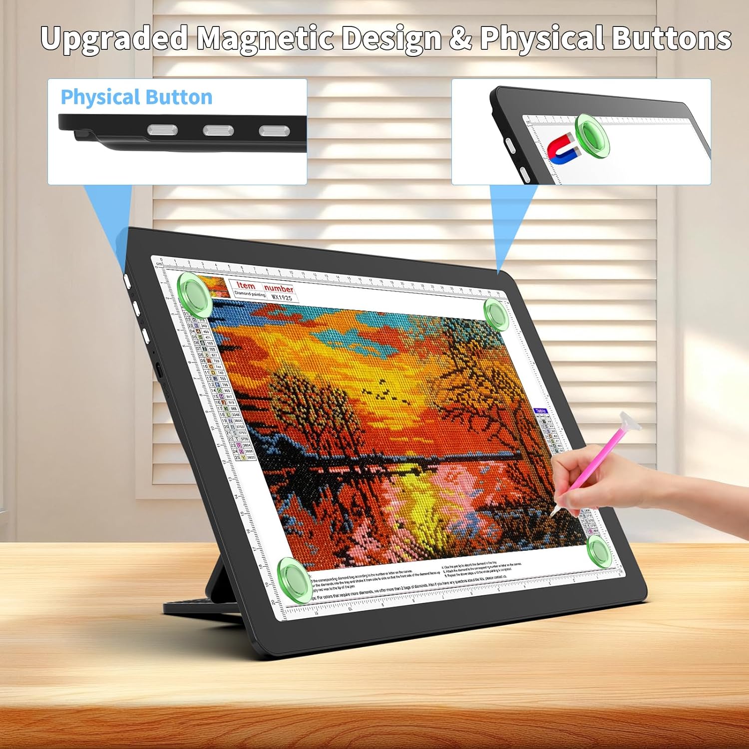 Thumbnail 5 de TOHETO A4 Leuchttisch mit Ständer für Diamantmalerei – kabelloses, wiederaufladbares LED Light Pad zum Nachzeichnen