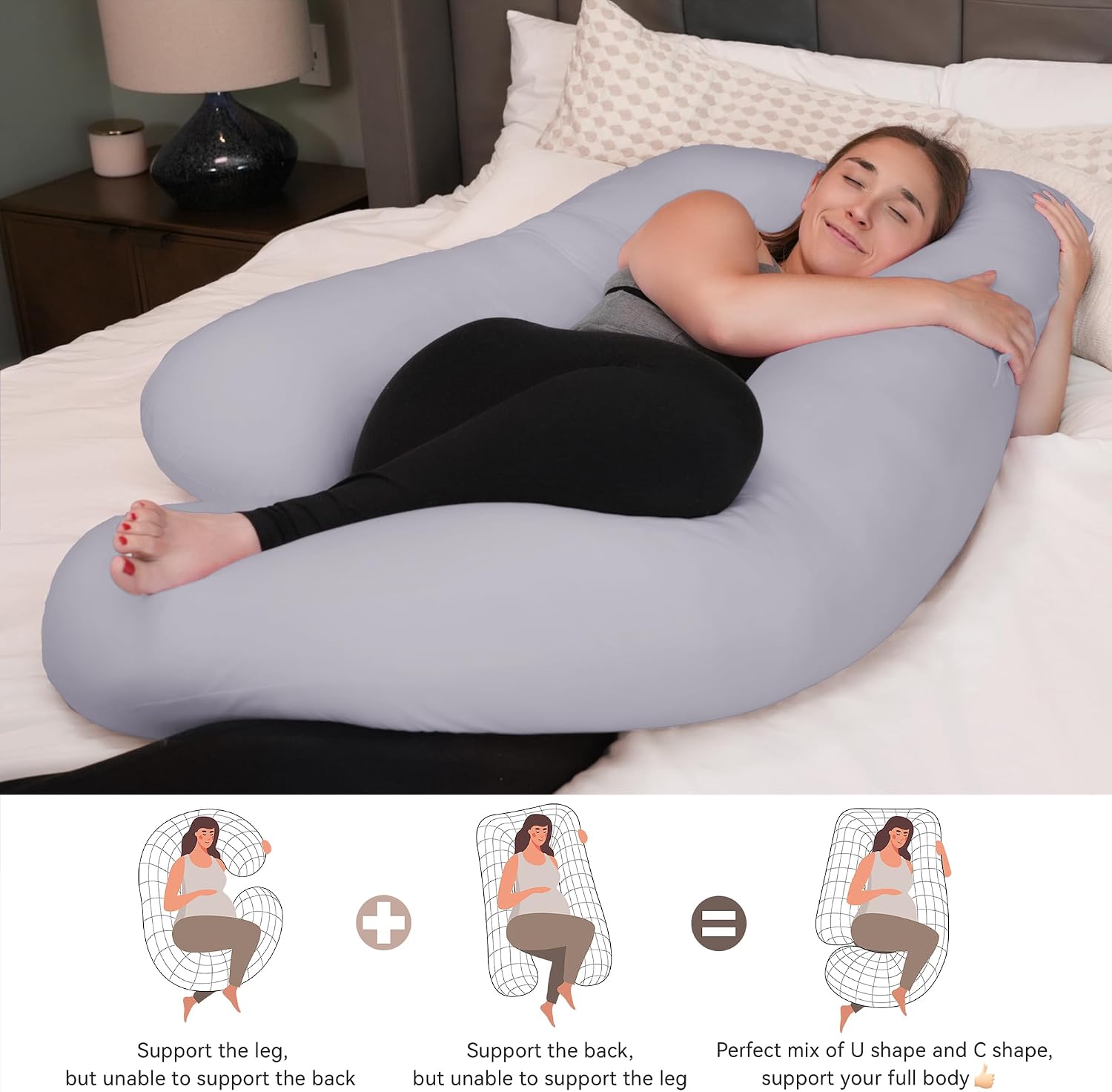 Detalle de PinkFoggie Cooling Pregnancy Pillow 57-inch U-shaped maternity pillow