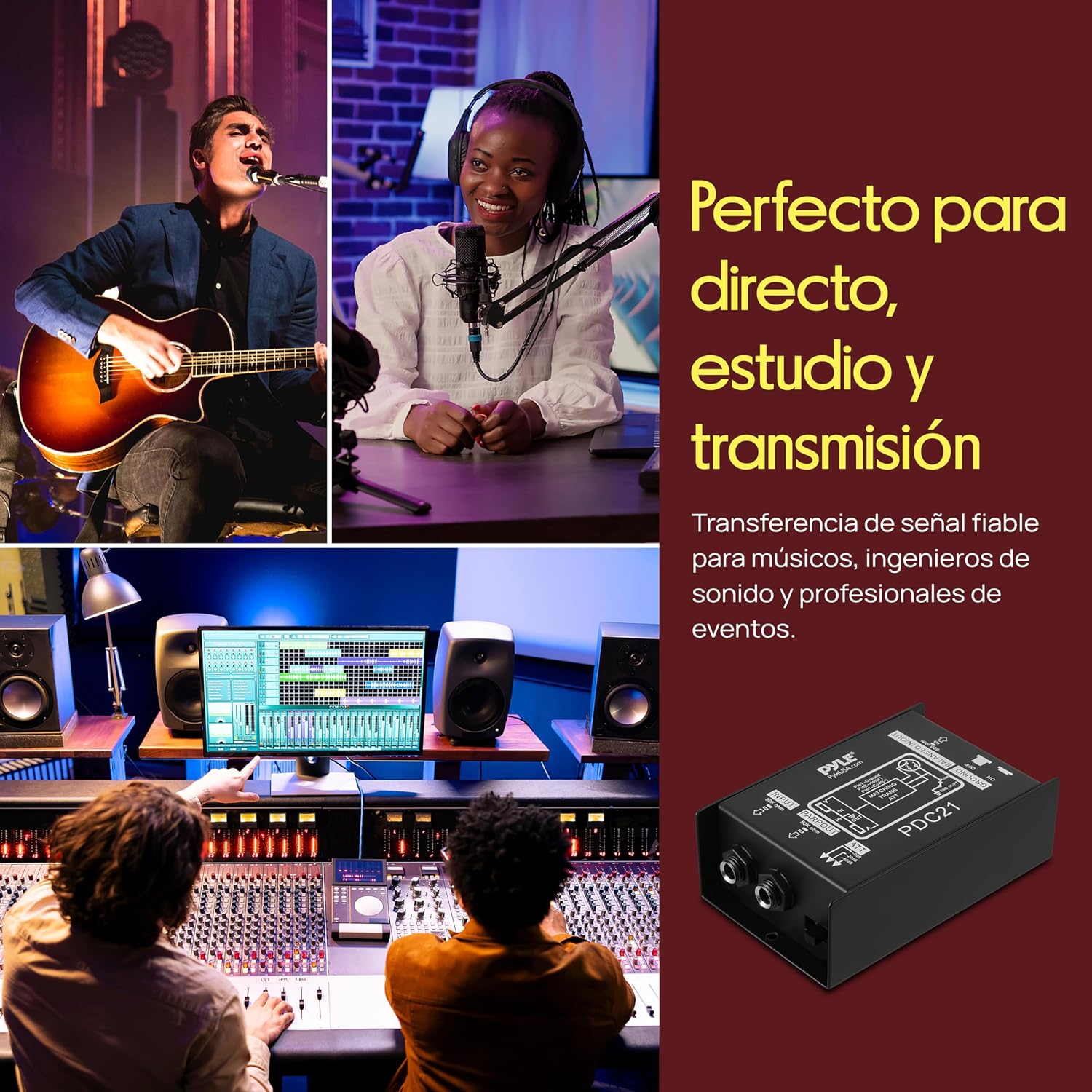 Thumbnail 5 de Pyle caja DI pasiva para guitarra y bajo 1/4