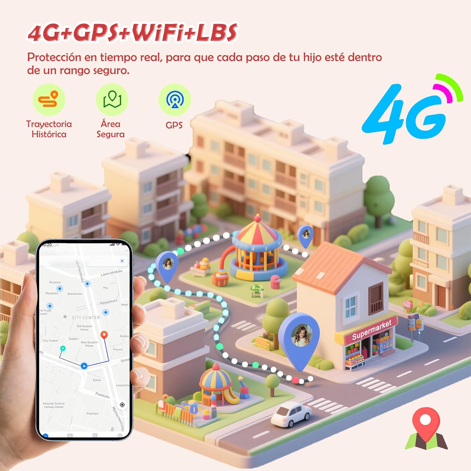 Thumbnail 4 de 4G Reloj Inteligente Niños con GPS y Llamadas Pink