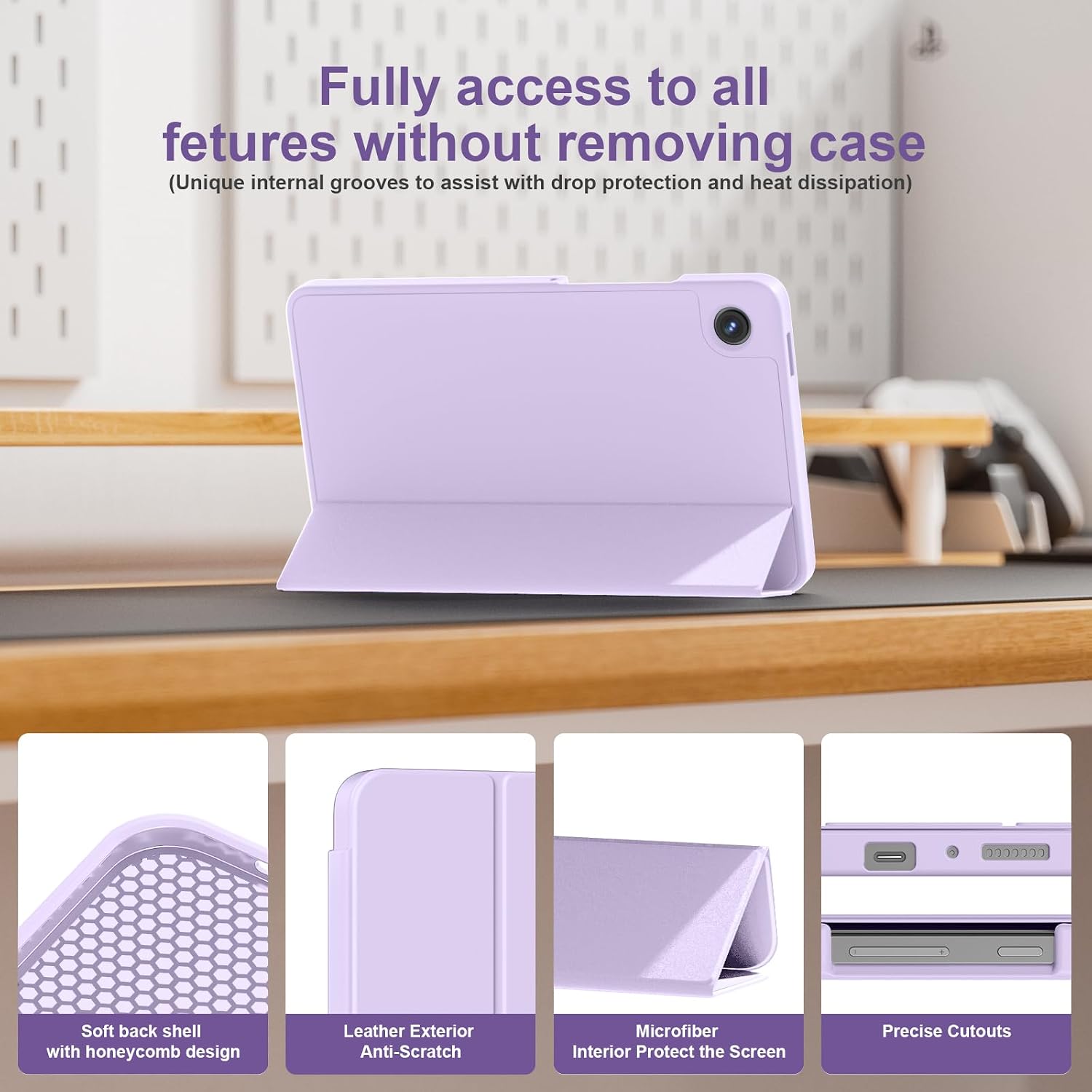 Thumbnail 4 de Sonlaryin Case for Samsung Galaxy Tab A11/A9 8.7in (2025/2023) – Two-Angle Trifold Stand, Light Purple