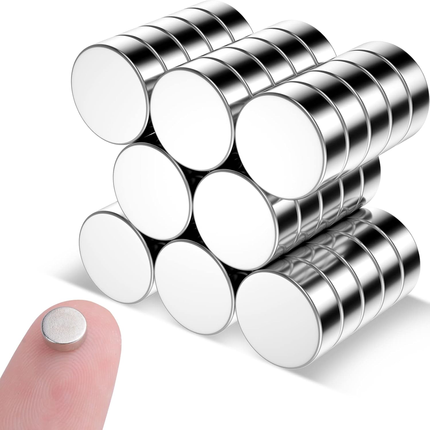 Detalle de MIN CI 6 x 2 mm neodymiummagneten, rond en zilverkleurig, set van 40