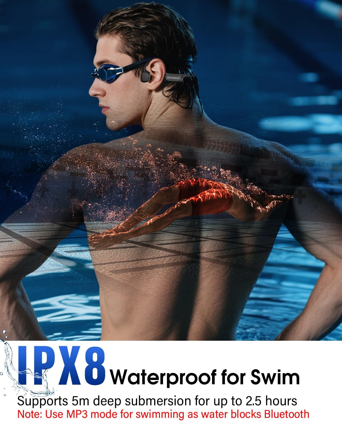 Thumbnail 2 de ZOVIMAX Militaire Casque Conduction Osseuse Bluetooth 6.0 + mode MP3 32 Go IP68