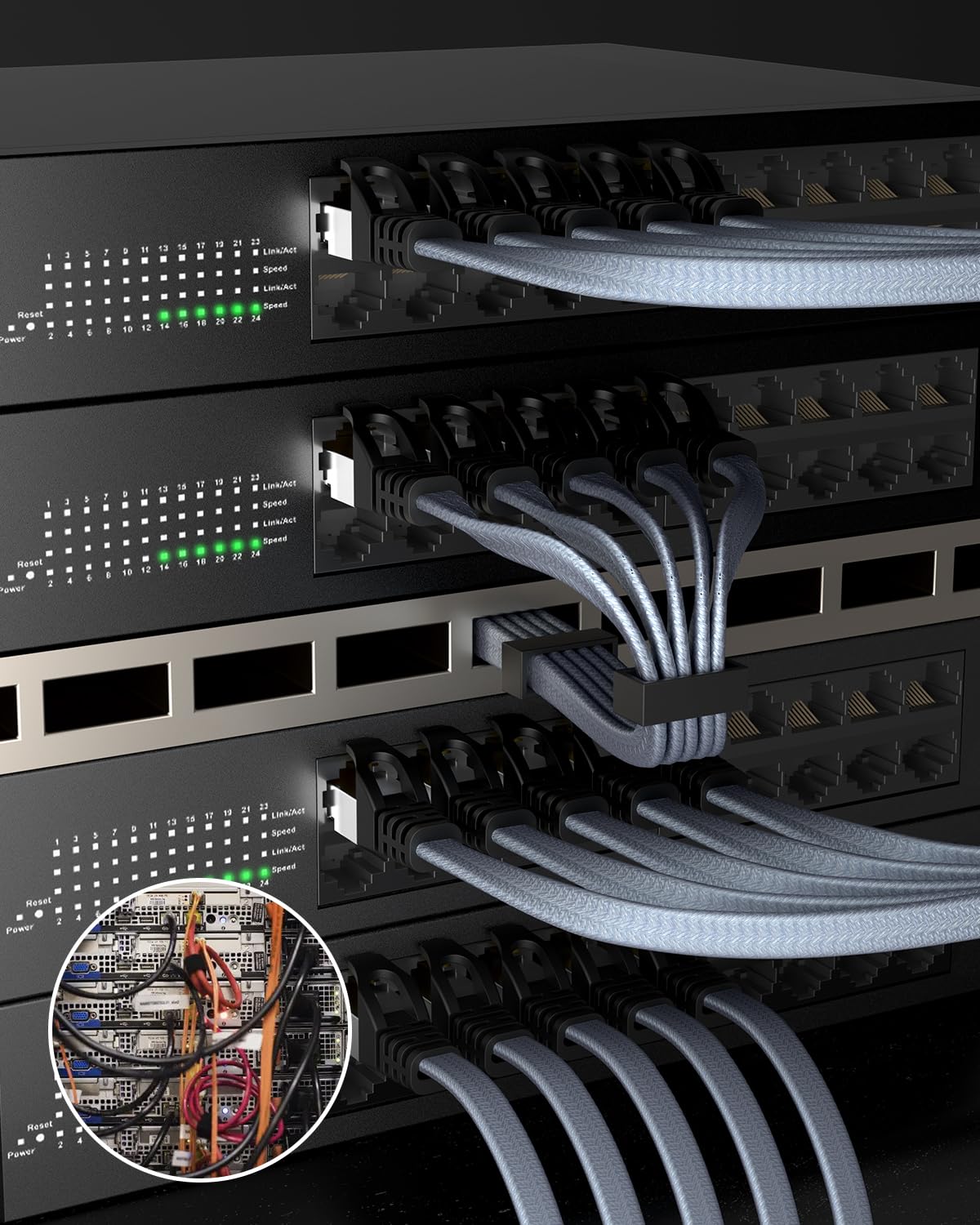 Thumbnail 6 de BUSOHE Cat 8 Ethernet Cable 0.5m (5 Pack) – High-speed braided flat RJ45 STP