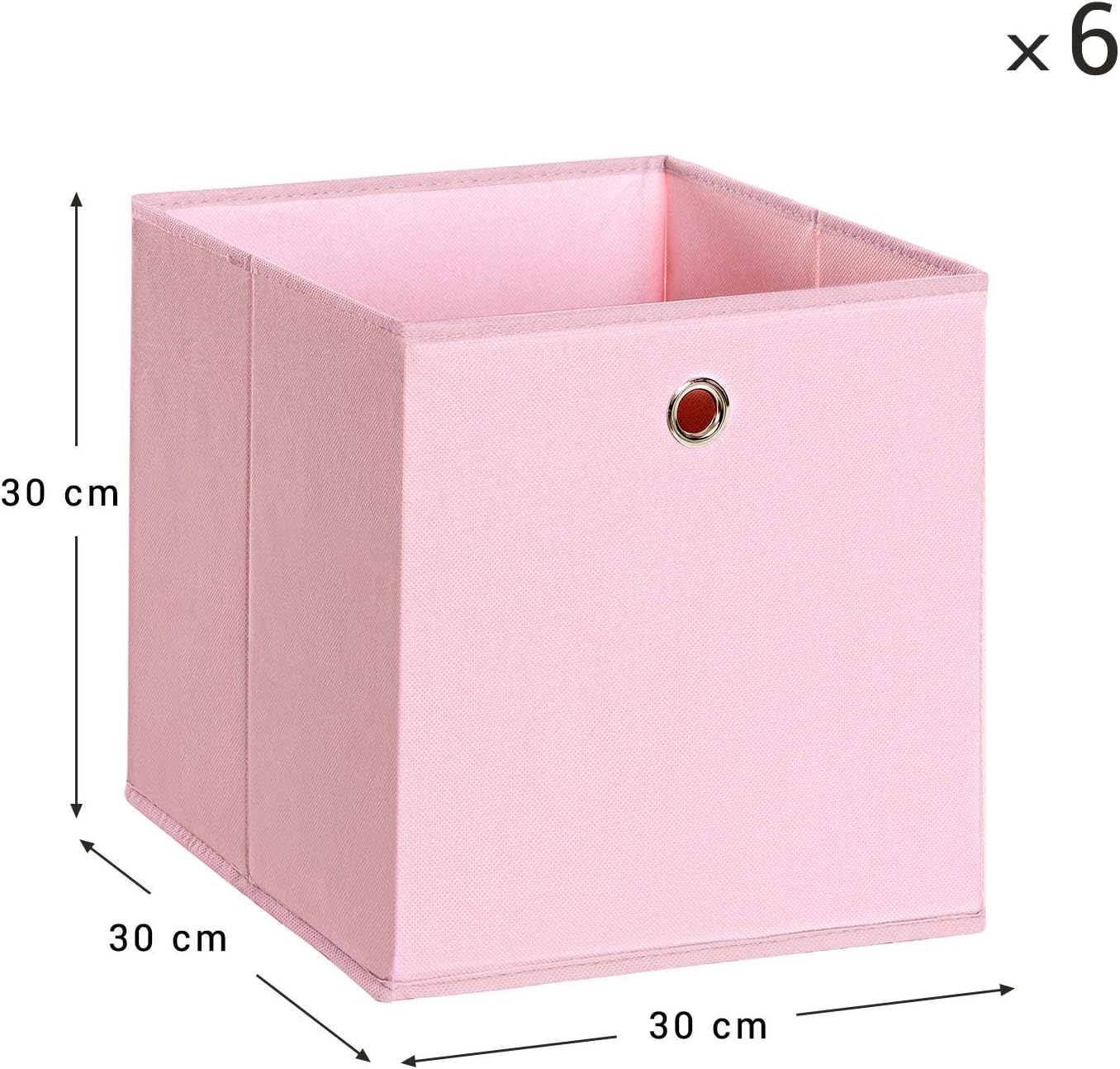 Thumbnail 4 de SONGMICS 6 cajas de almacenamiento rosas 30x30x30 cm