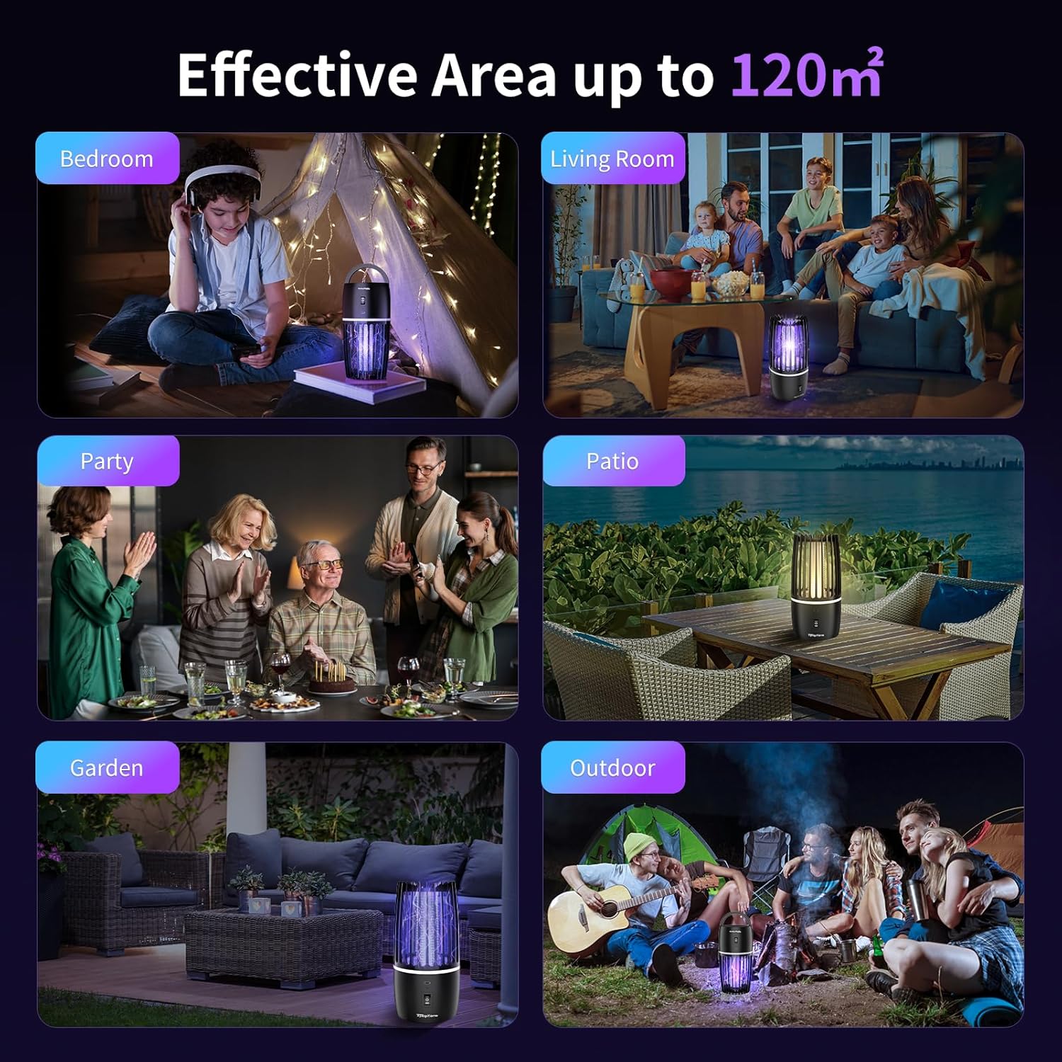 Thumbnail 5 de Electric Fly Catcher Portable Bug Zapper with 365nm UV and Rechargeable 4000mAh Battery