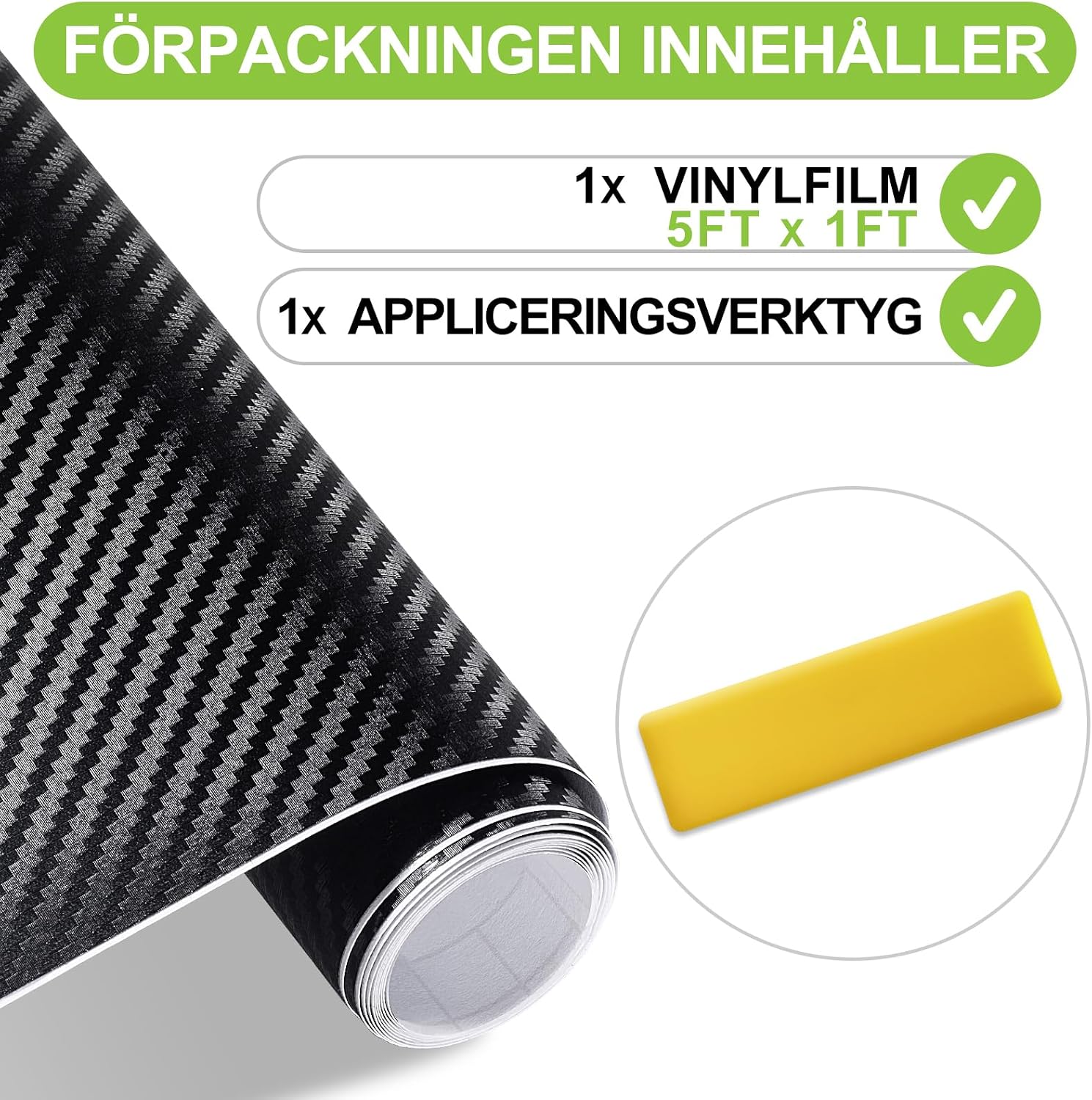 Detalle 2 de Spurtar kolfibervinyl för bil, svart 3D-folie 30,5 × 152 cm