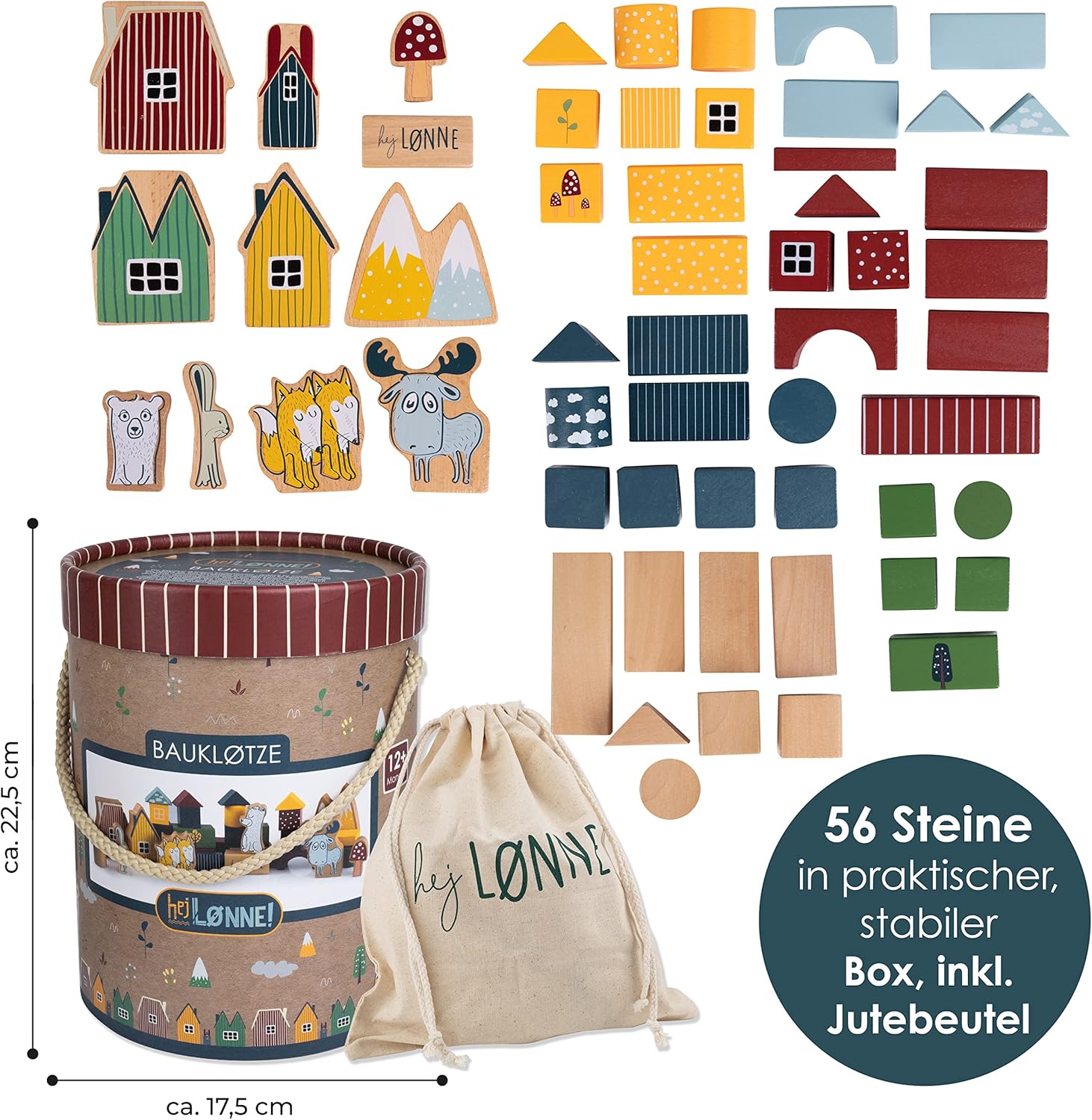Detalle 2 de Hej LØNNE! 56x Mattoncini Legno per Bambini
