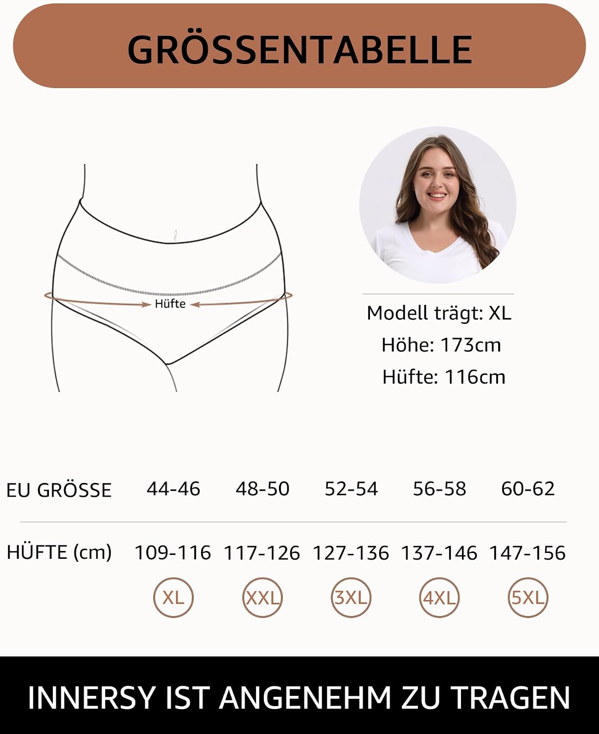 Detalle de INNERSY Taillenslip High Waist 44-62, 4er Pack