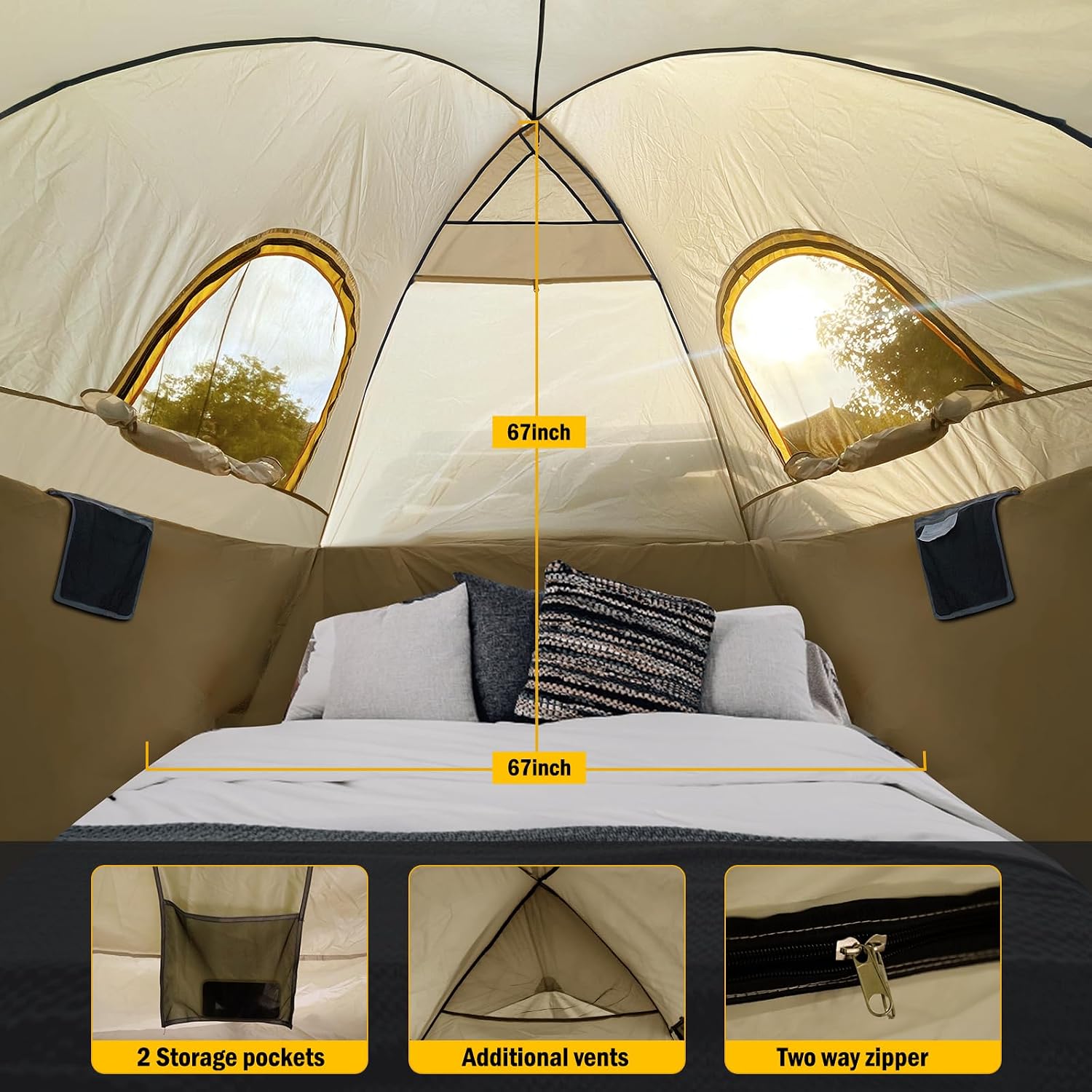 Detalle de Pickup Truck Tent with Awning Shade (Waterproof PU5000) for 5'5"–6'3" Truck Beds