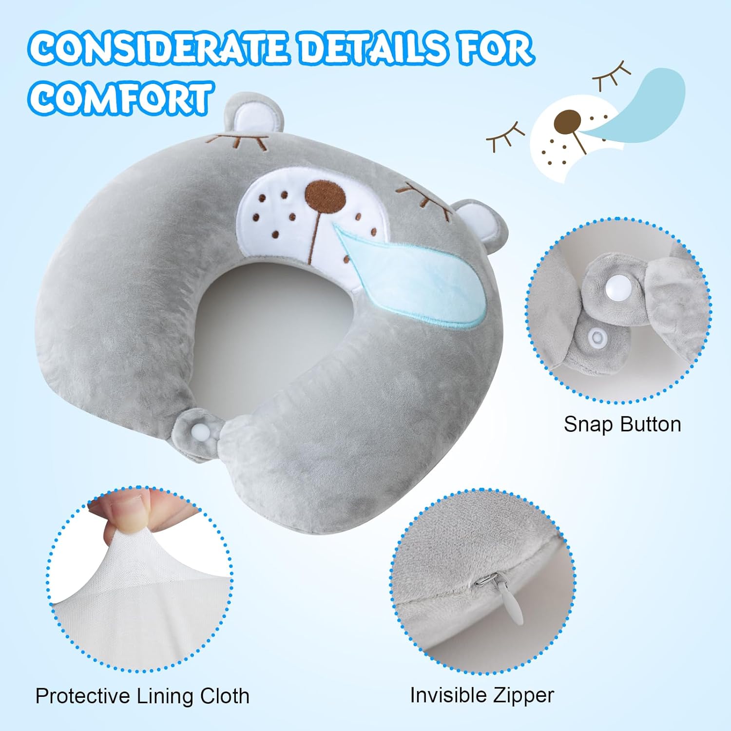 Thumbnail 6 de Cirorld Kids Travel Pillow: Plush Memory Foam Neck Support with Sleep Mask for Travel