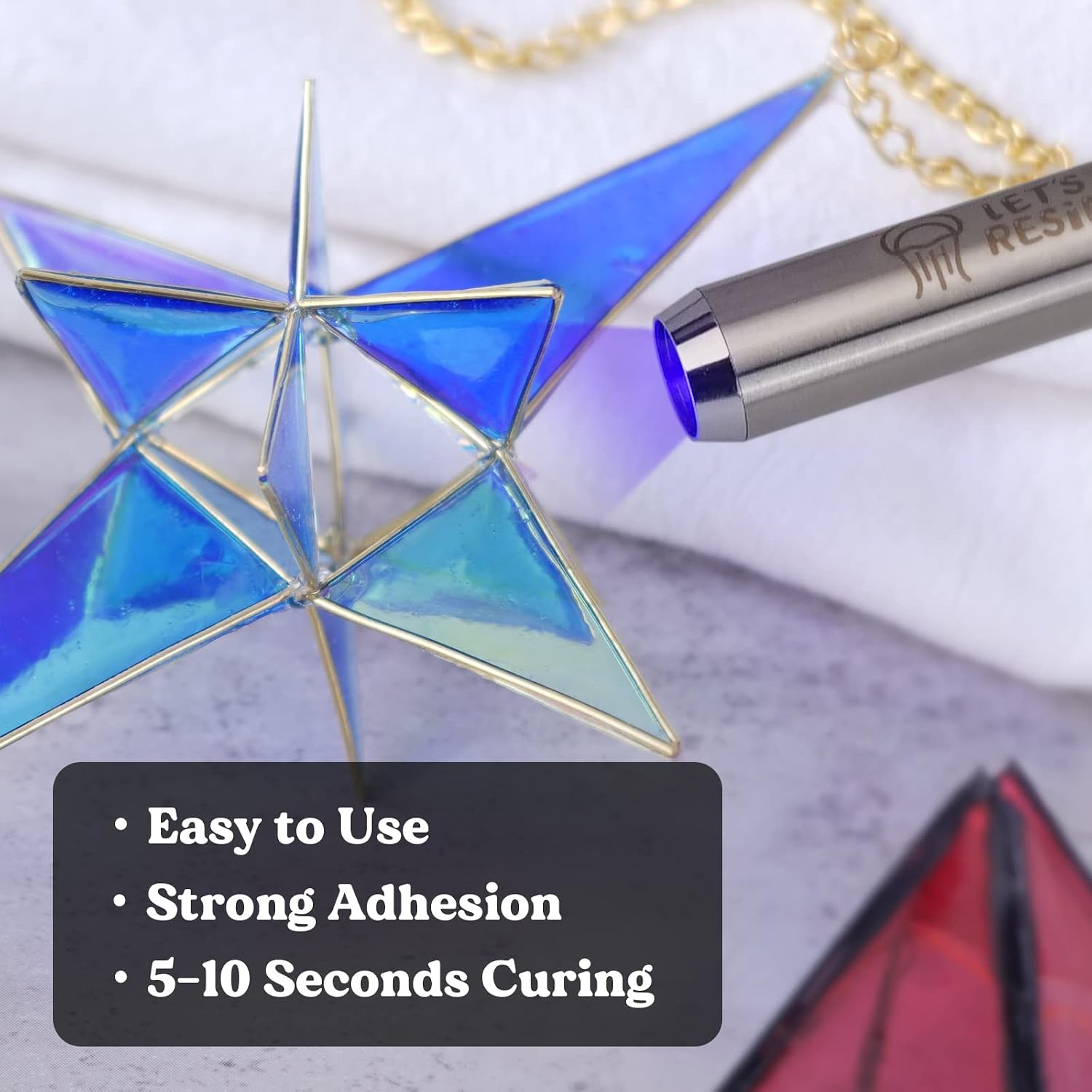 Detalle 2 de LET'S RESIN ALR00075 UV Resin Kit with Light, 30g Adhesive for Glass, Plastic & Metal