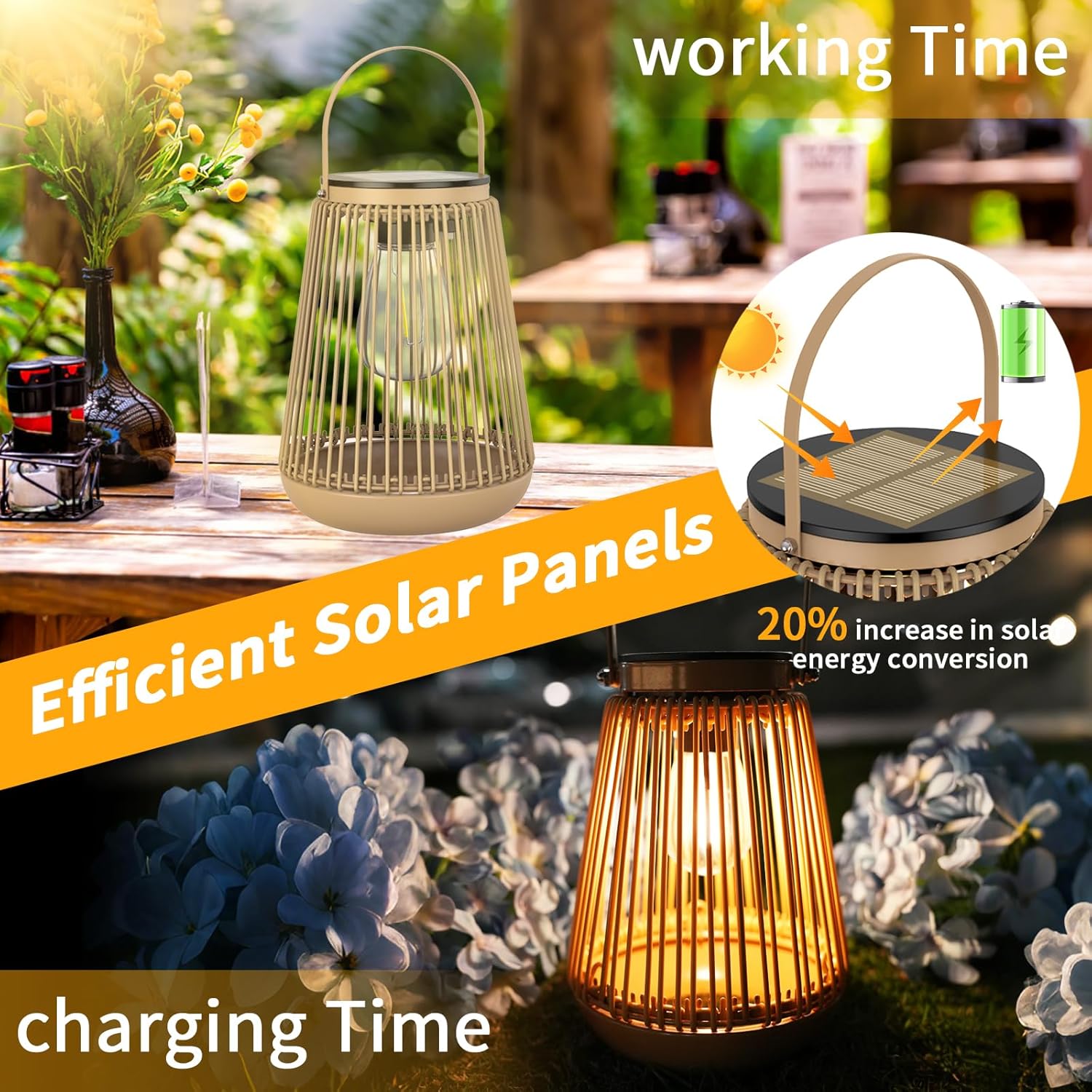 Detalle de KagoLing Solar Lights Outdoor Garden (2 Pack) – Metal Hanging Solar Lanterns, Waterproof IP65