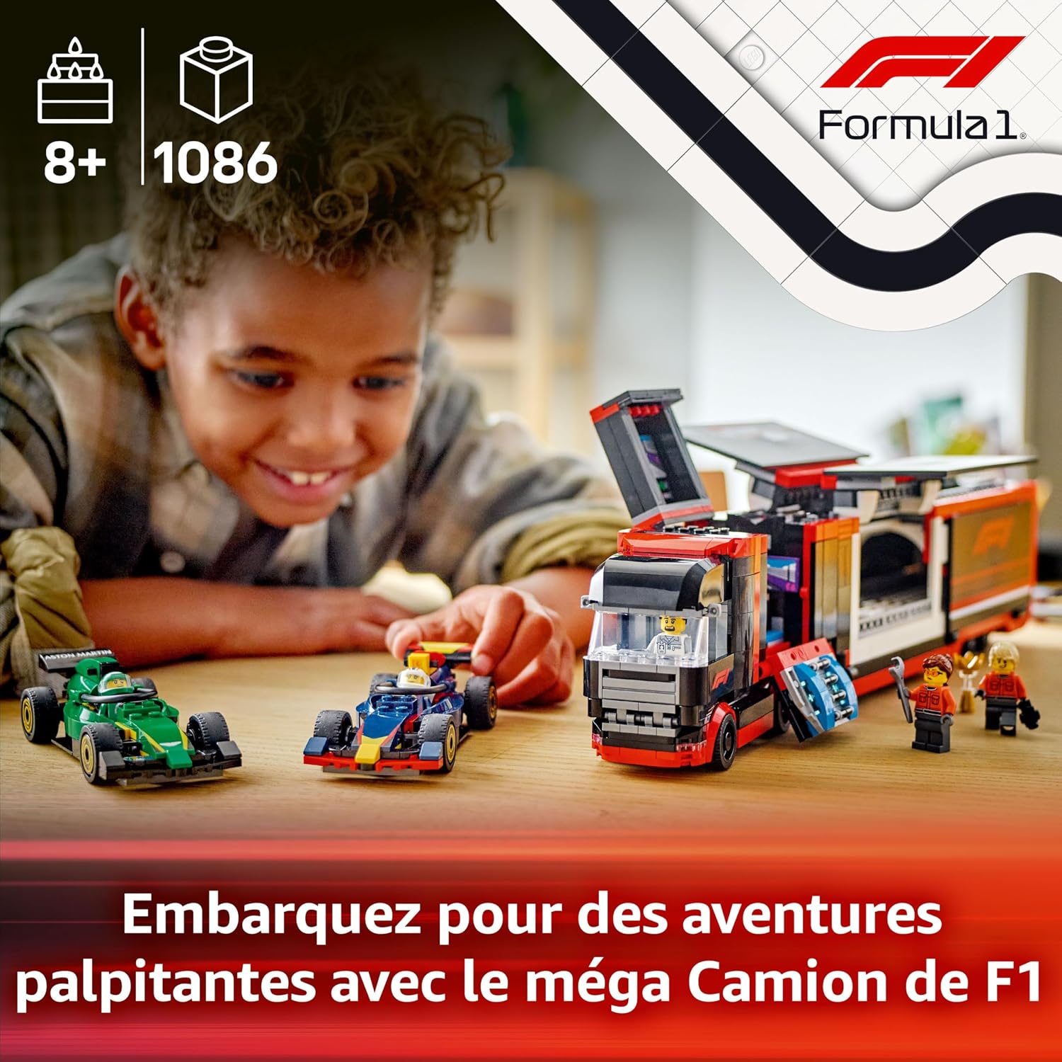 Detalle 2 de LEGO City Camion de F1 avec RB20 et AMR24 – Transporteur pour voitures Red Bull & Aston Martin (60445)