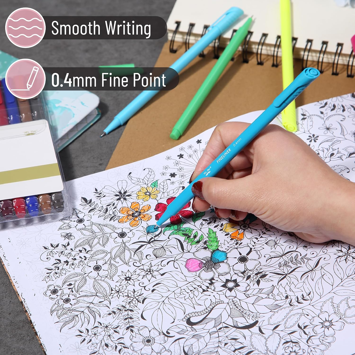 Thumbnail 2 de Mr. Pen IHKP024M442NP Colored Fineliner Pens, 24 Colors, 0.4mm Tip
