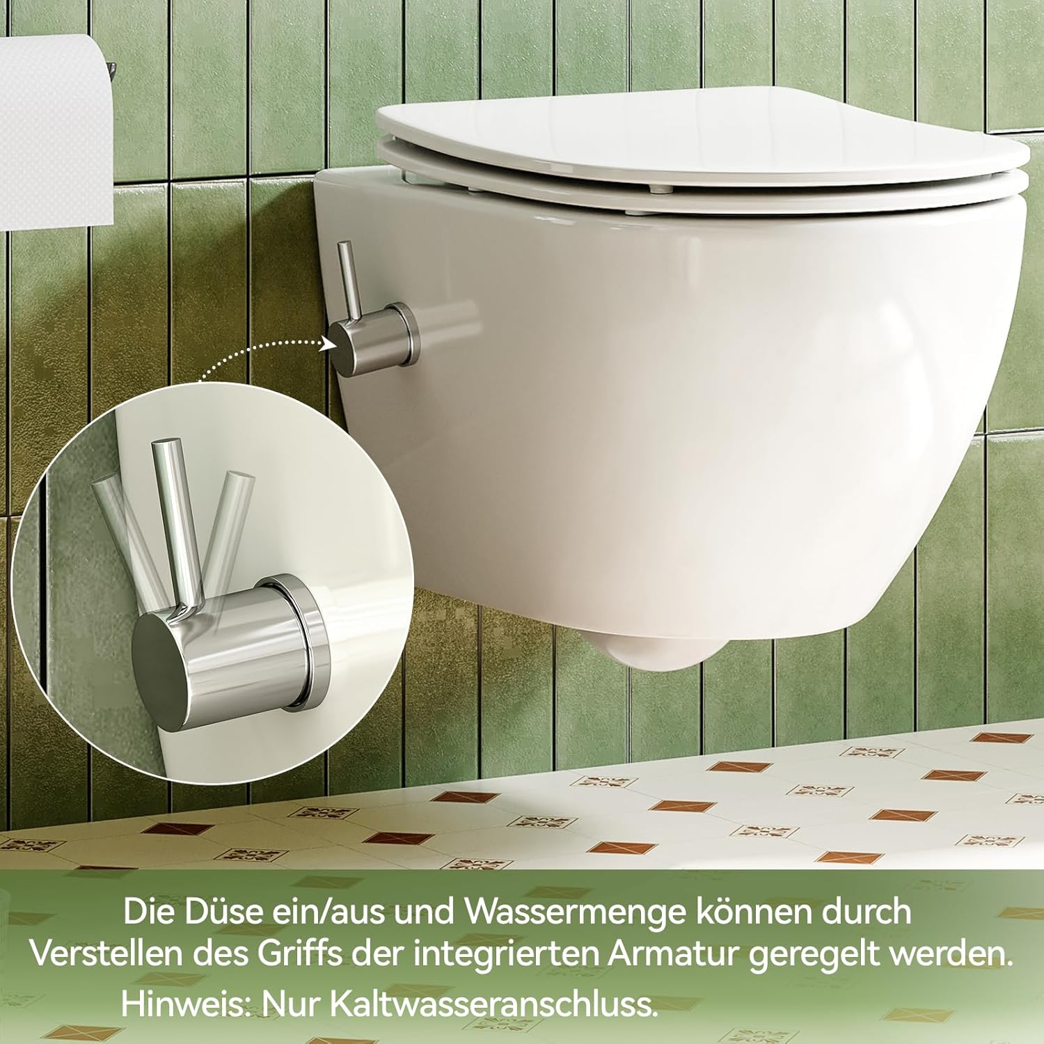 Thumbnail 1 de Taharet Dusch-WC mit integrierter Düse & Bidet-Funktion (hängendes WC, Nanobeschichtung, Soft-Close, 53×36×35 cm) – nur Kaltwasser