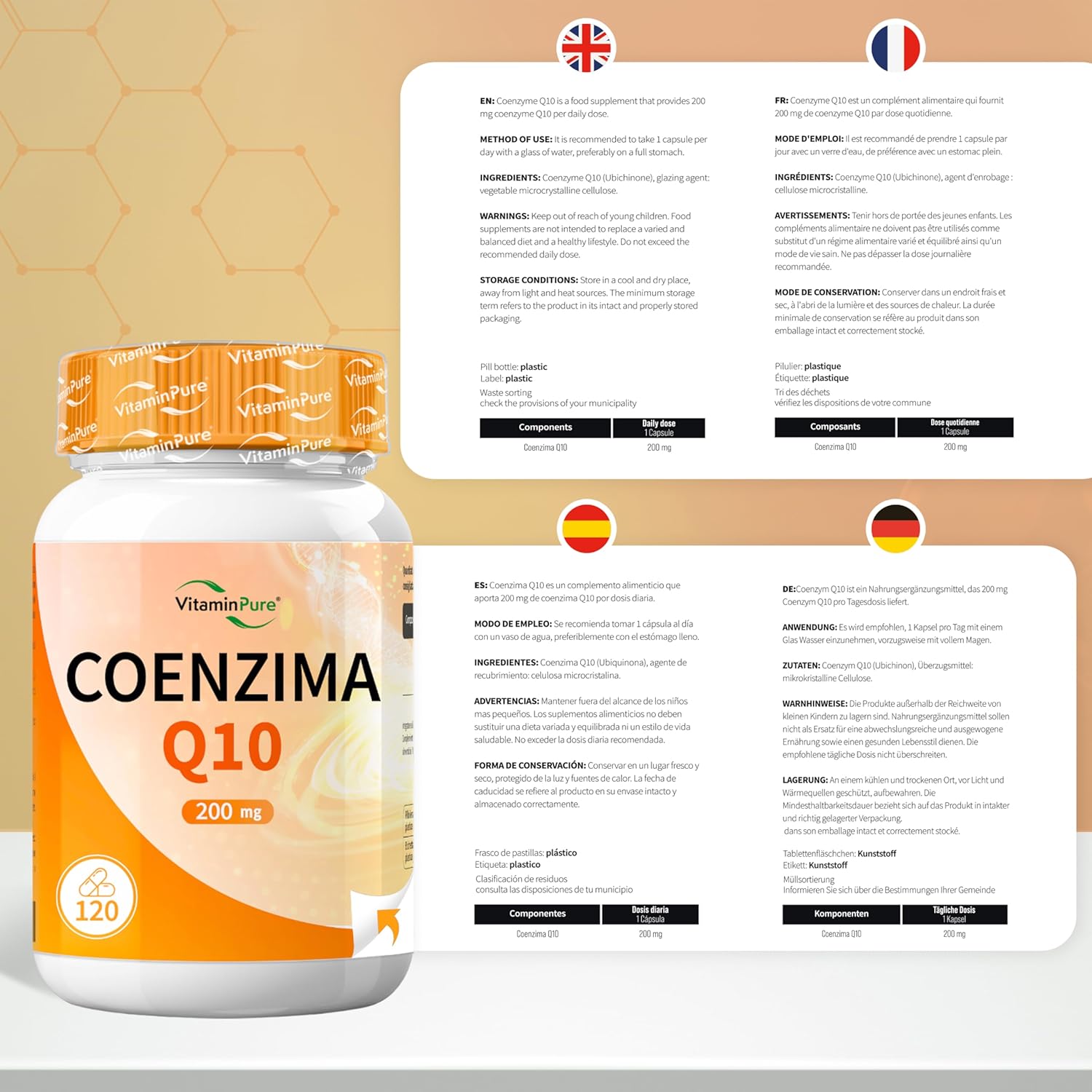 Thumbnail 6 de Coenzyme Q10 200 mg par gélule – VitaminPure, 120 gélules (4 mois) végétales, Q10 fermenté pour meilleure biodisponibilité
