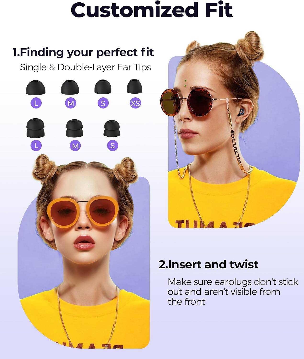 Detalle de 55dB Noise Reduction Ear Plugs for Sleeping — Reusable Silicone, 7 Tip Set