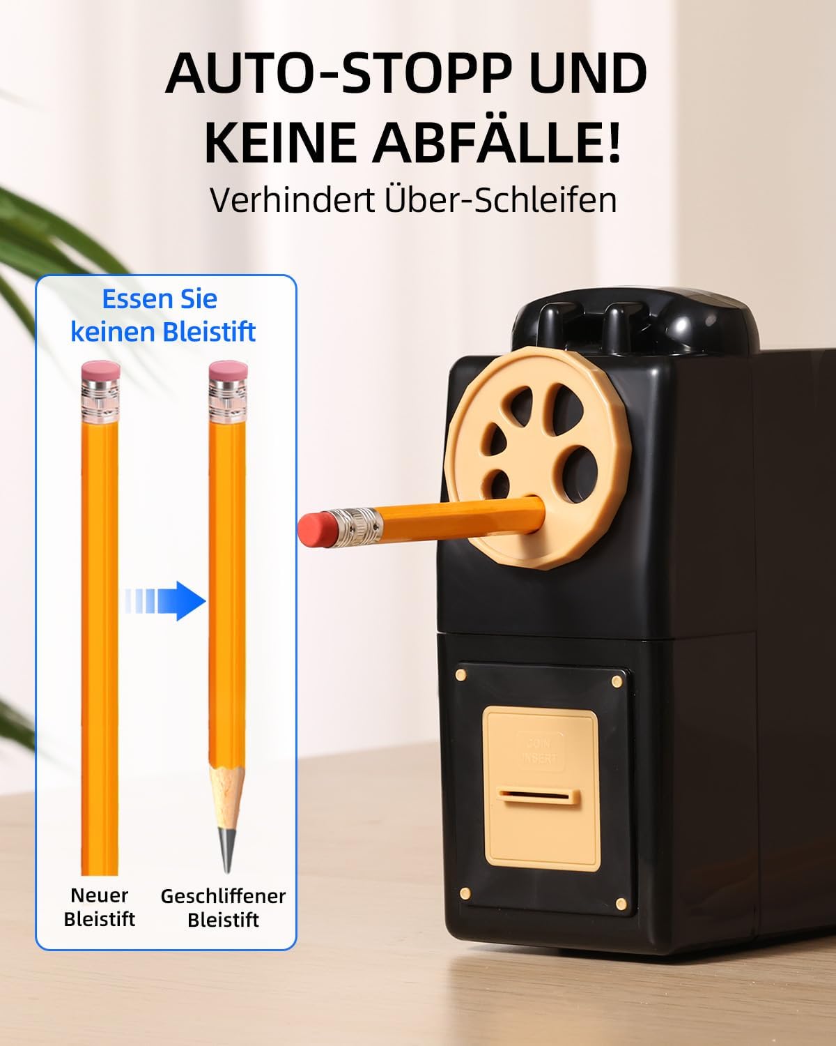 Thumbnail 4 de Zmol manueller Kurbe Anspitzer für Buntstifte – 6 Größen (6–12 mm) mit einstellbarer Spitze, Schwarz