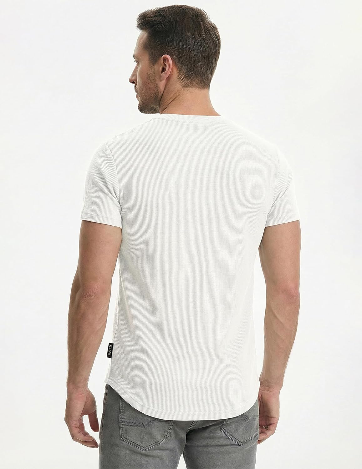 Thumbnail 2 de JMIERR Men's Muscle Slim Henley Shirts – Longline Crewneck Tee with Button