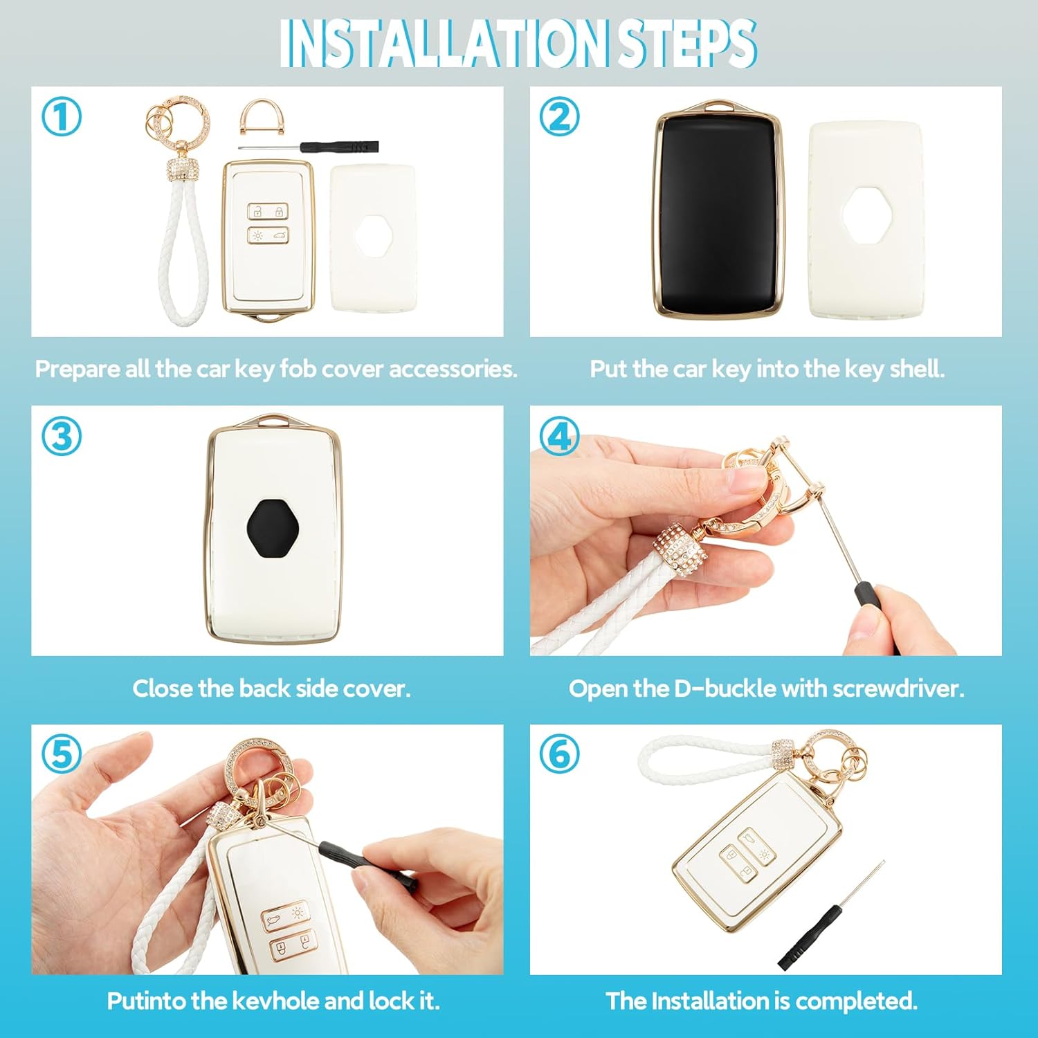 Thumbnail 5 de luwiscook Car Key Cover with Keychain Lanyard (TPU, 4-button) for Renault & Dacia remotes