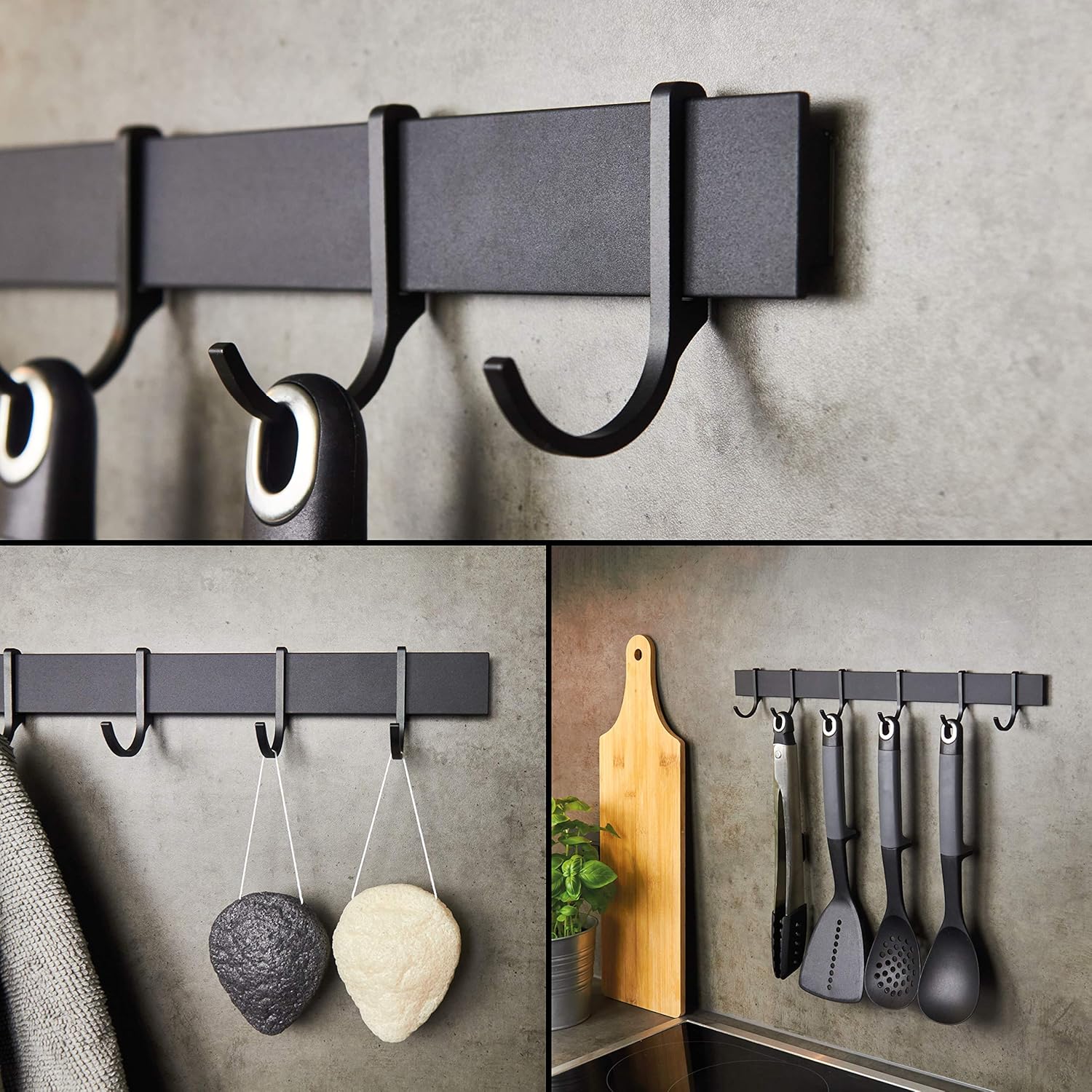 Thumbnail 2 de Designfactory Hamburg Utensil Holder – Self-Adhesive Hanging Rail for Quick, Drill-Free Kitchen Organisation