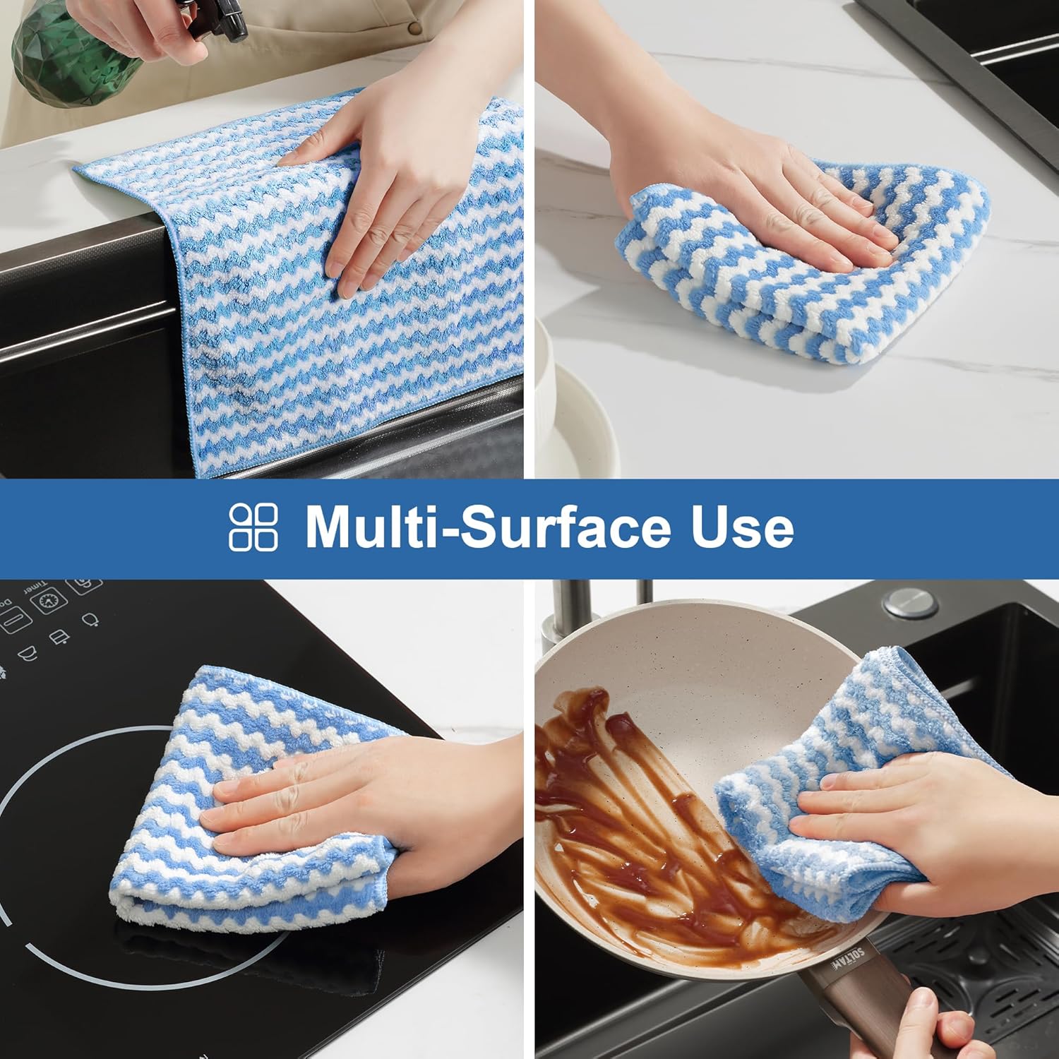 Detalle de JOYMOOP 18 Pack Microfiber Cleaning Cloths — 10 x 10 inches