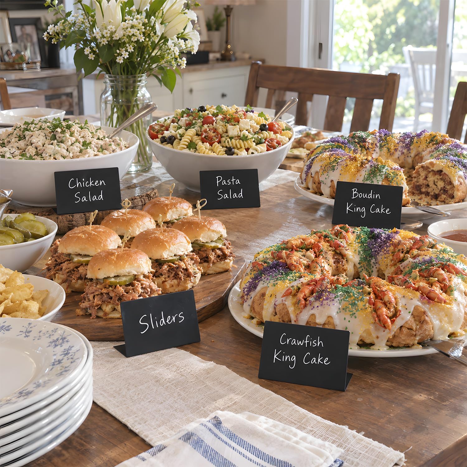 Thumbnail 6 de PigPotParty 4" x 3" Mini Chalkboard Food Signs, Reusable Plastic, 12-Piece Set