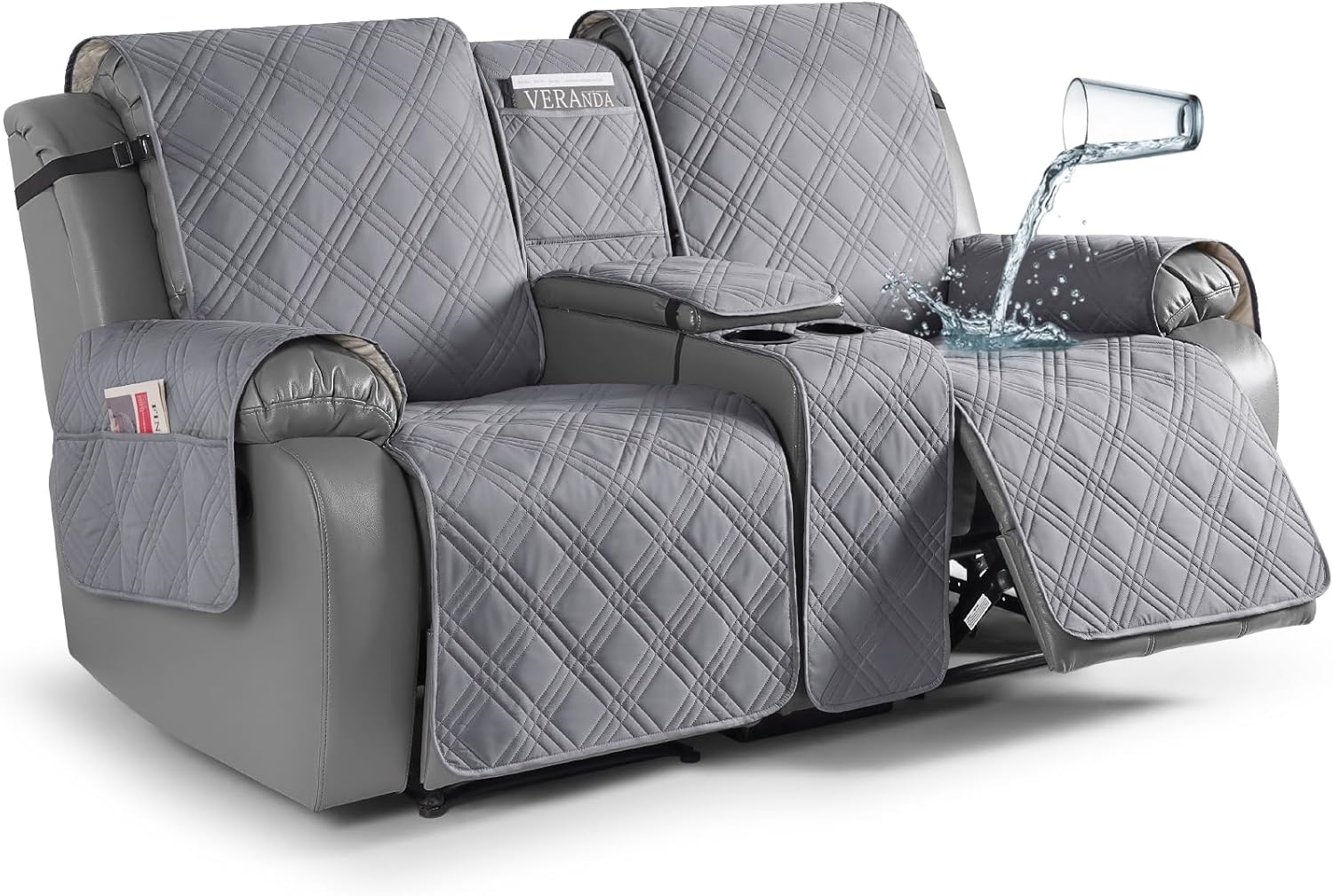 Detalle de TAOCOCO JS-MRS-2S-LG Waterproof Split Recliner Loveseat Cover, Grey