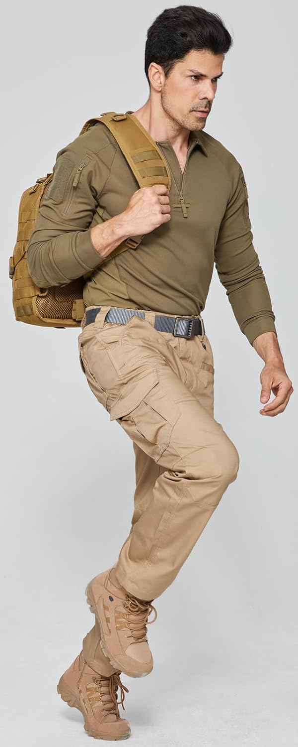 Thumbnail 2 de SPOSULEI Cargohose Herren – Leichte Outdoor-Wanderhose mit 9 Taschen, Khaki, Ripstop