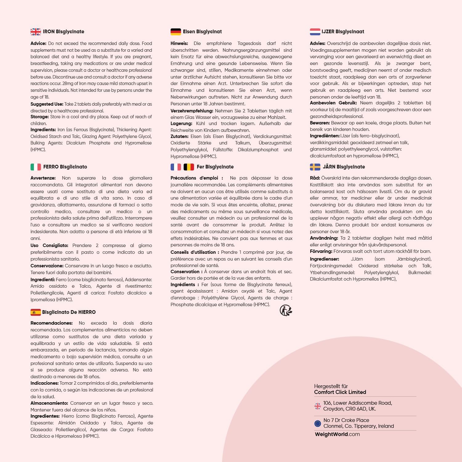 Thumbnail 4 de WeightWorld Eisentabletten – 400 vegane Tabletten mit Eisenbisglycinat, 28 mg Eisen pro Portion