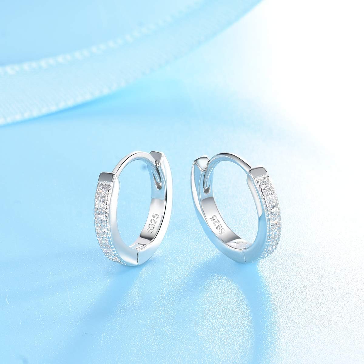 Thumbnail 1 de Shuxin 925 Sterling Silber Creolen mit Zirkonia (13 mm) – kleine Schlafen-Creolen im Schmuckgeschenkbox-Set