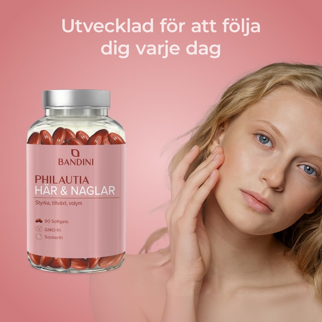 Detalle de BANDINI Hair & Nails, 90 softgelkapslar med omega-3