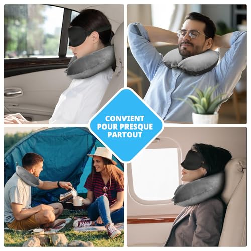 Thumbnail 8 de Cirrord Coussin de Voyage Gonflable pour Avion — Oreiller de Nuque Ultraléger avec Masque et Bouchons d’oreilles