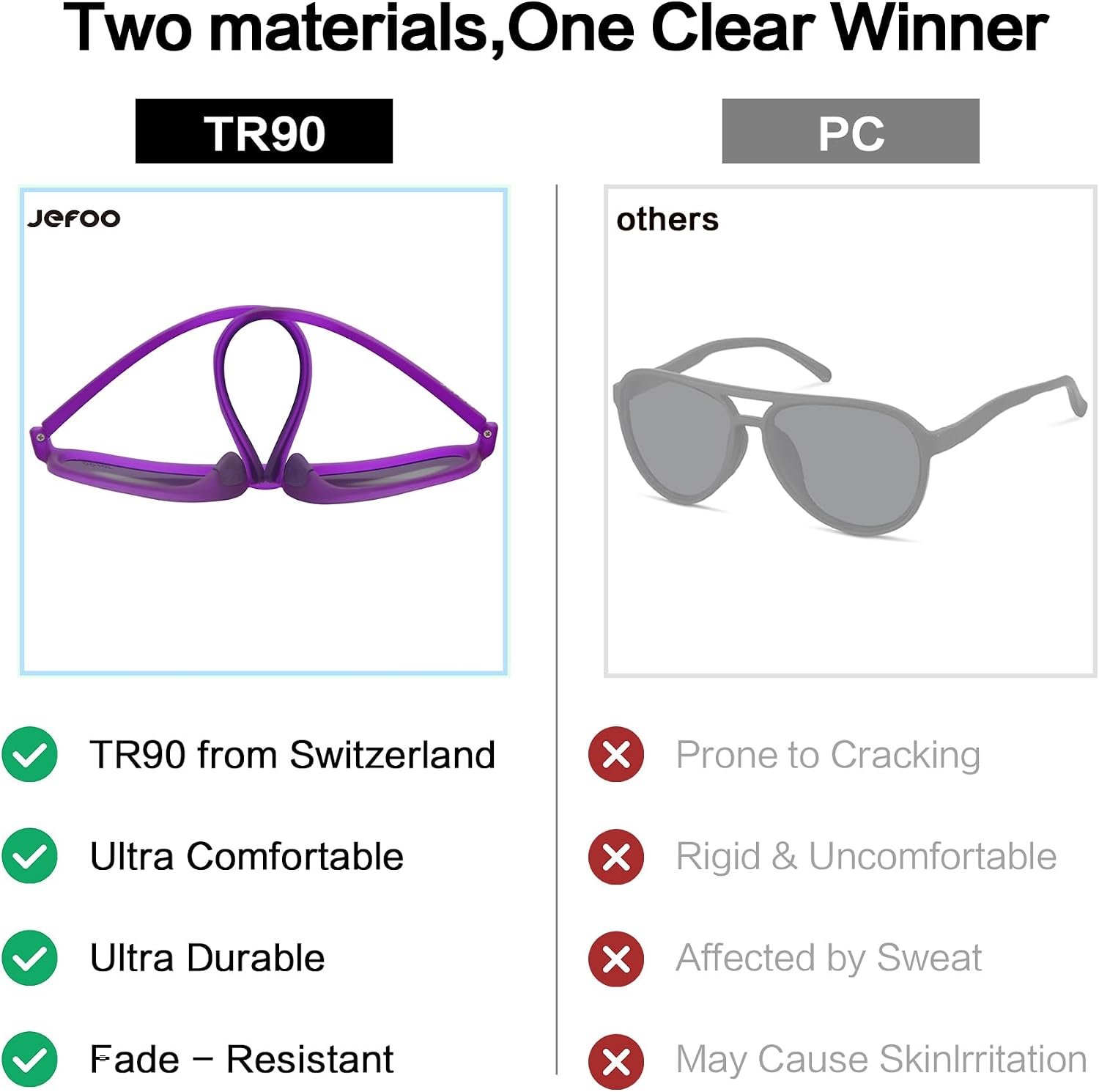 Thumbnail 6 de Jefoo Polarized Aviator Sunglasses, Purple Mirrored Lenses, UV400