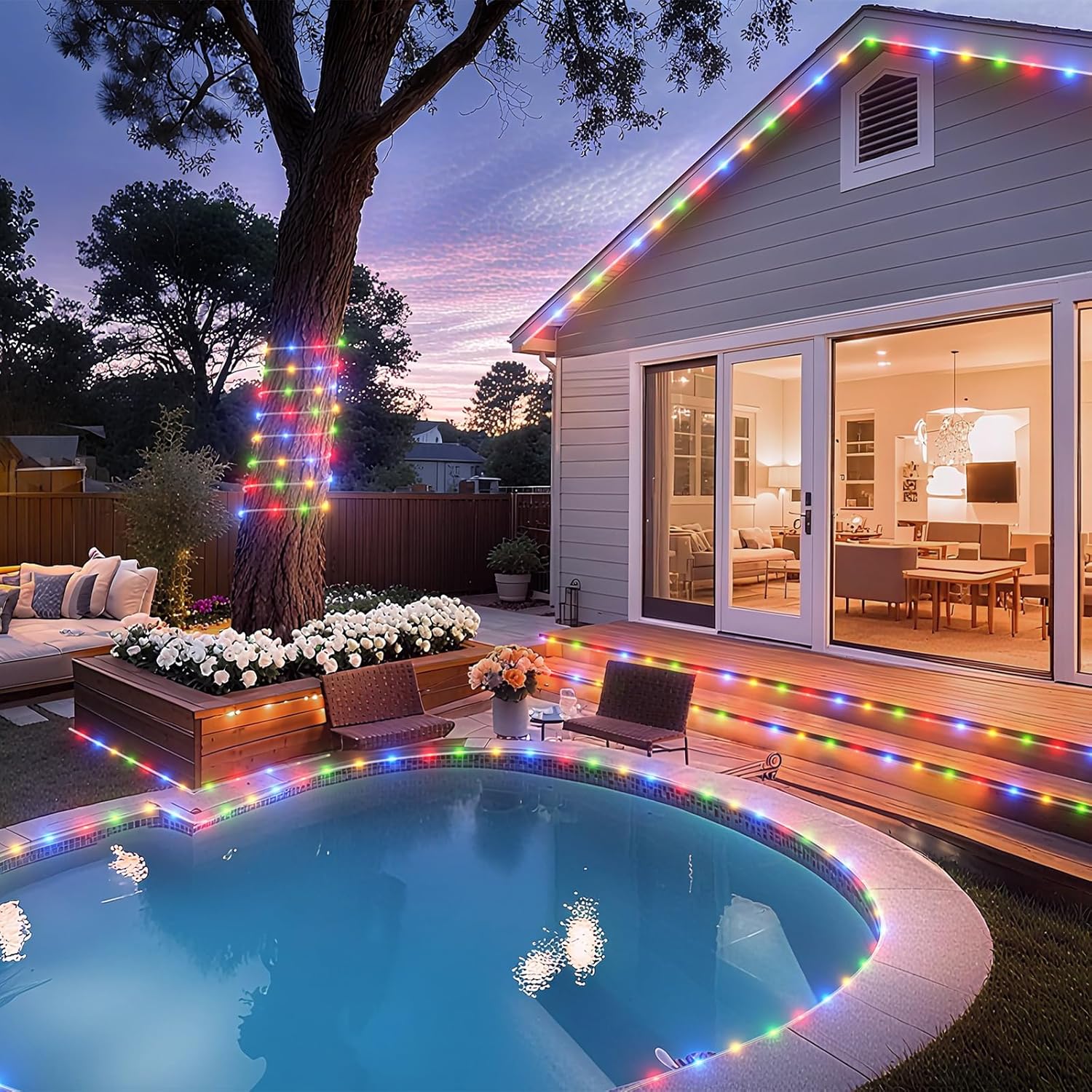 Thumbnail 6 de JVURICE Lichtschlauch 10M mit 200 LEDs – IP67 Außen- und Innenlichtkette, 8 Modi, dimmbar, Fernbedienung, Timer