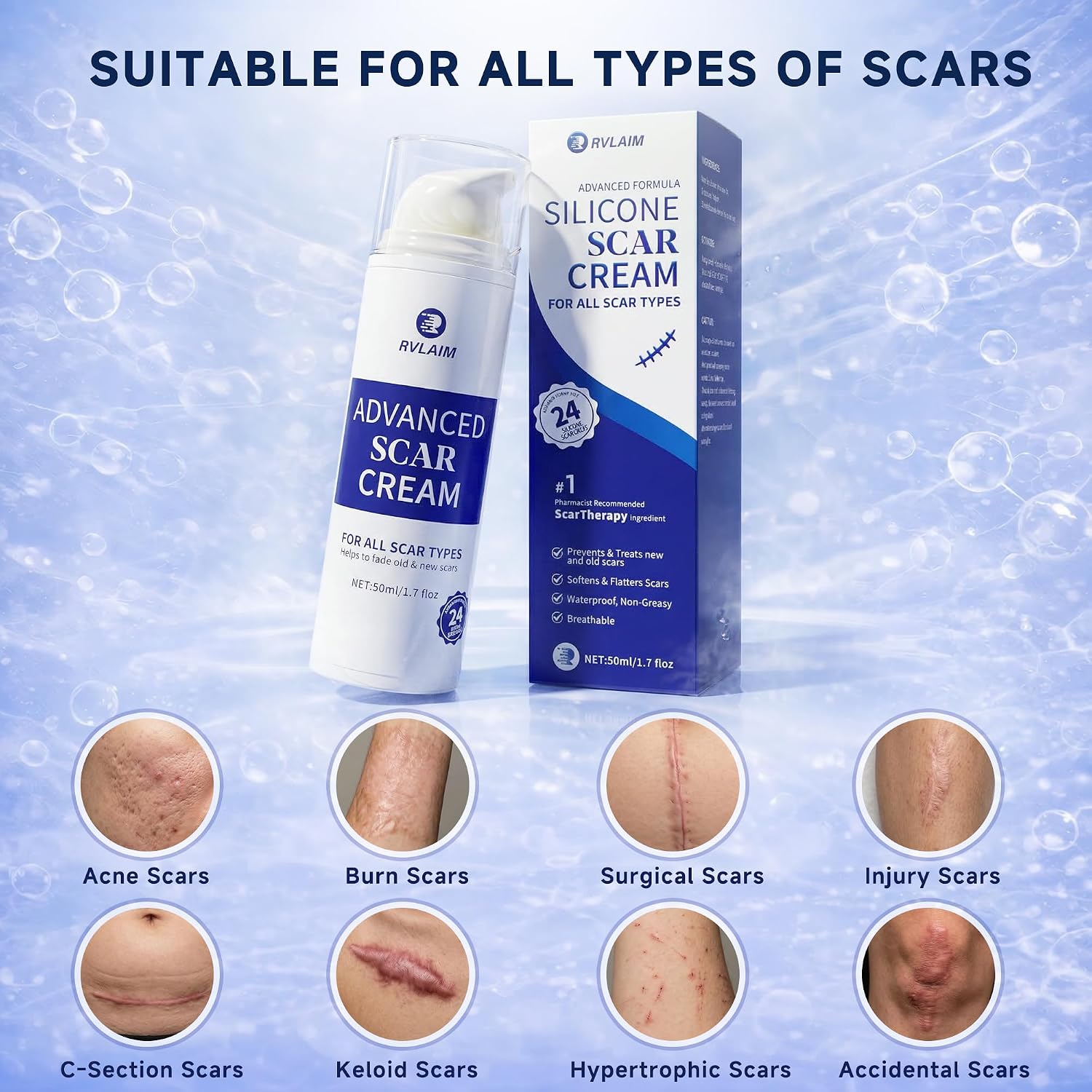 Thumbnail 2 de Rvlaim Silicone Scar Cream, 1.7 oz Non-Greasy Formula