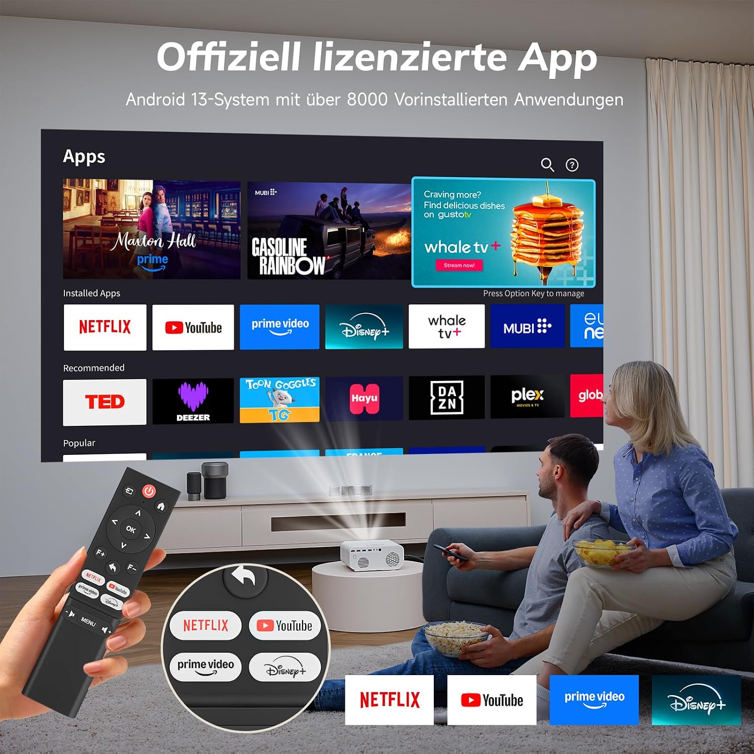 Thumbnail 1 de Beamer 4K mit offizieller App – Autofokus, 6D Trapezkorrektur und 1300 ANSI Lumen für Heimkino